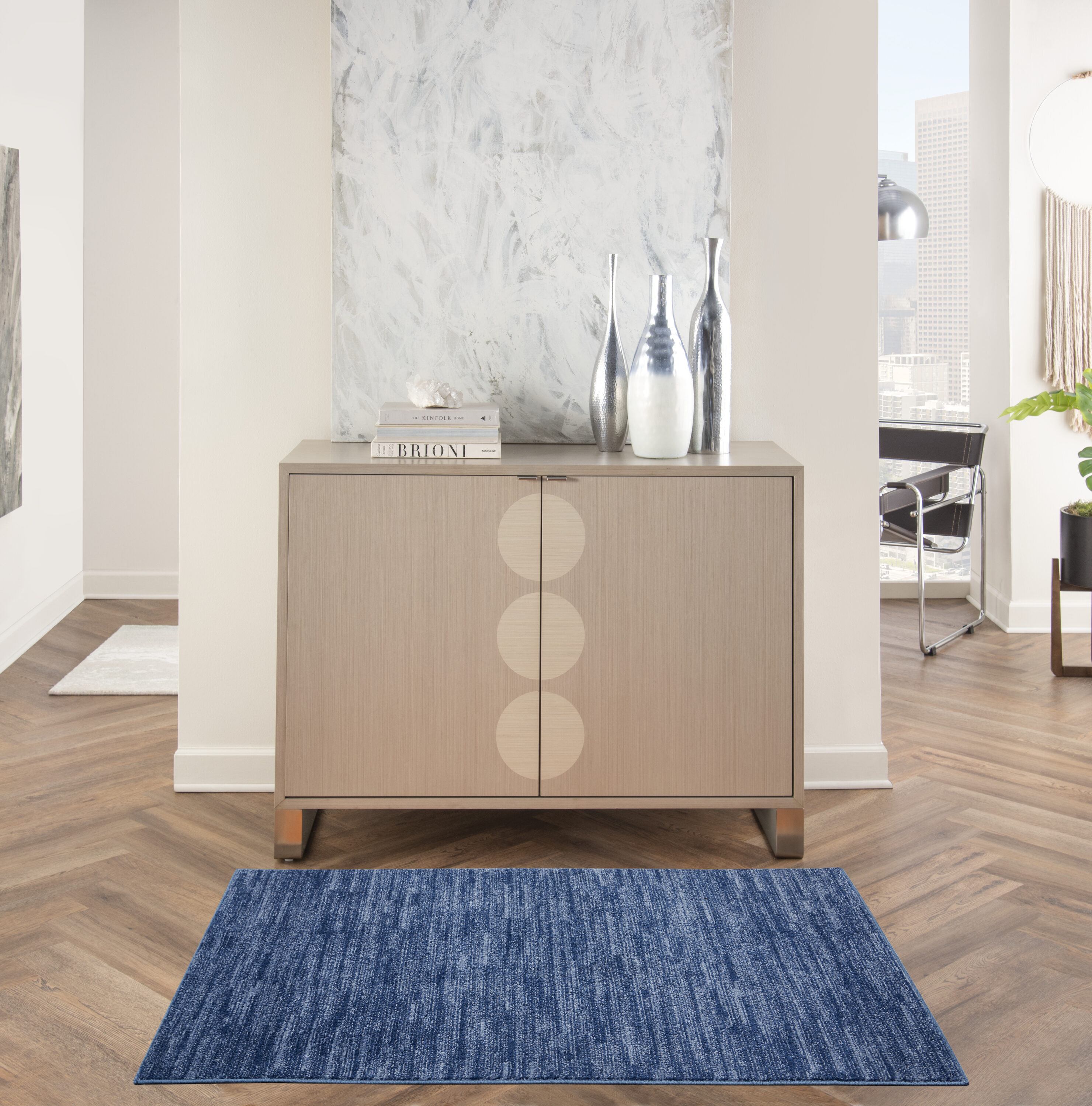 Nourison 099446824417 Essentials 3 x 5 (ft) Loomed Polypropylene Navy Blue Rectangular Indoor/Outdoor Solid Area rug