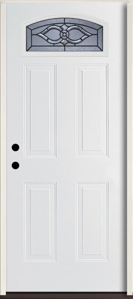 RELIABILT LO911125 Calista 36-in x 80-in x 4-9/16-in Fiberglass 1/4 lite Left-hand inswing Modern White Painted Prehung Front Door Insulating core
