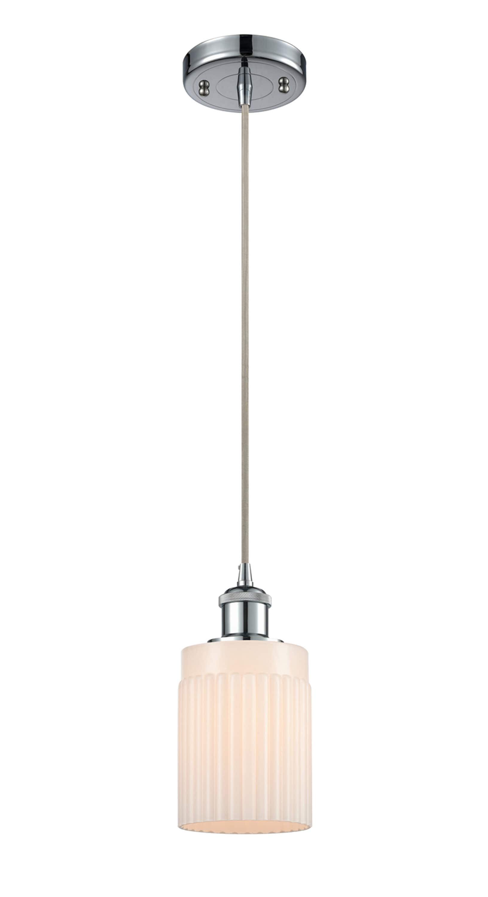 Innovations Lighting 516-1P-PC-G341 Hadley Polished Chrome Traditional Opal glass Drum Mini Hanging Pendant light