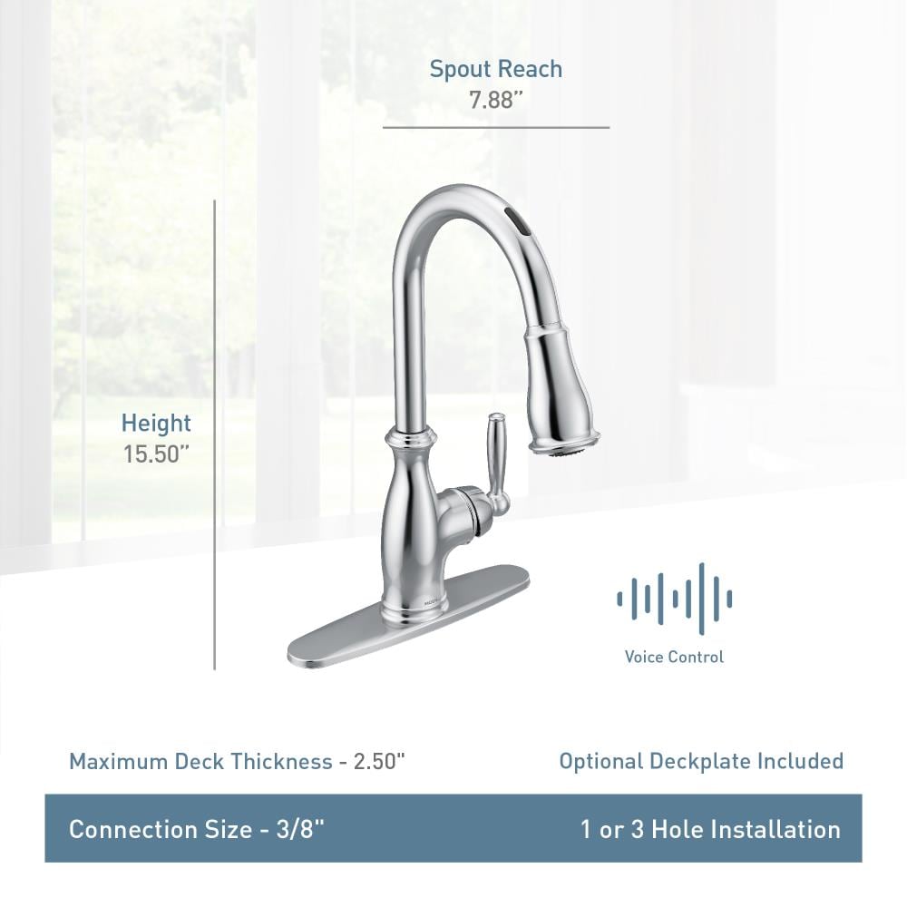 Moen Brantford Spot Resist Stainless Single Handle Voice Activated Pull ...