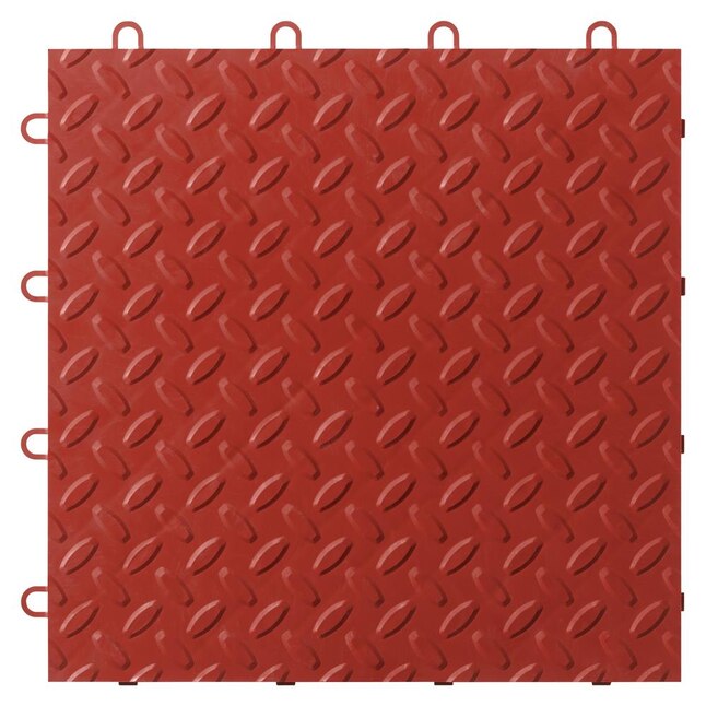 Gladiator 48-Piece 12-in x 12-in Red Tread Plate Garage Floor Tile Gladiator 48-Piece 12-in x 12-in Red Tread Plate Garage Floor Tile