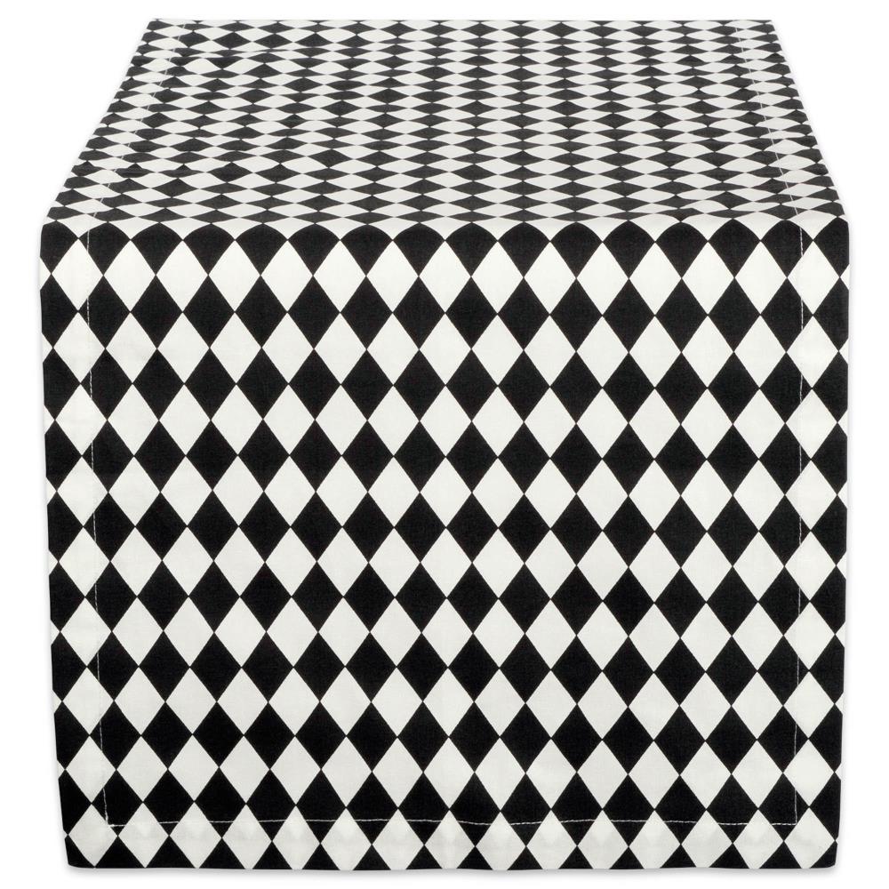 Black and White Table Runner Diamond Harlequin Table Centerpiece Home Decor 