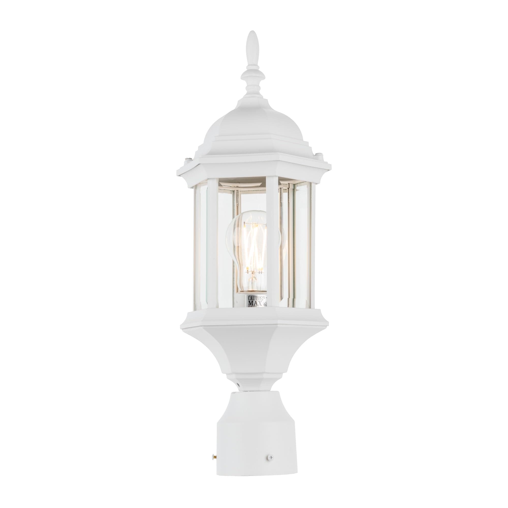 Oyezvary  Outdoor Post Lantern Light Fixture White Aluminum and Glass IP65 Waterproof Fits 3.1 Inch Post 18.3 x 6.5 x 5.7 Inch 1 Pack E26 Base