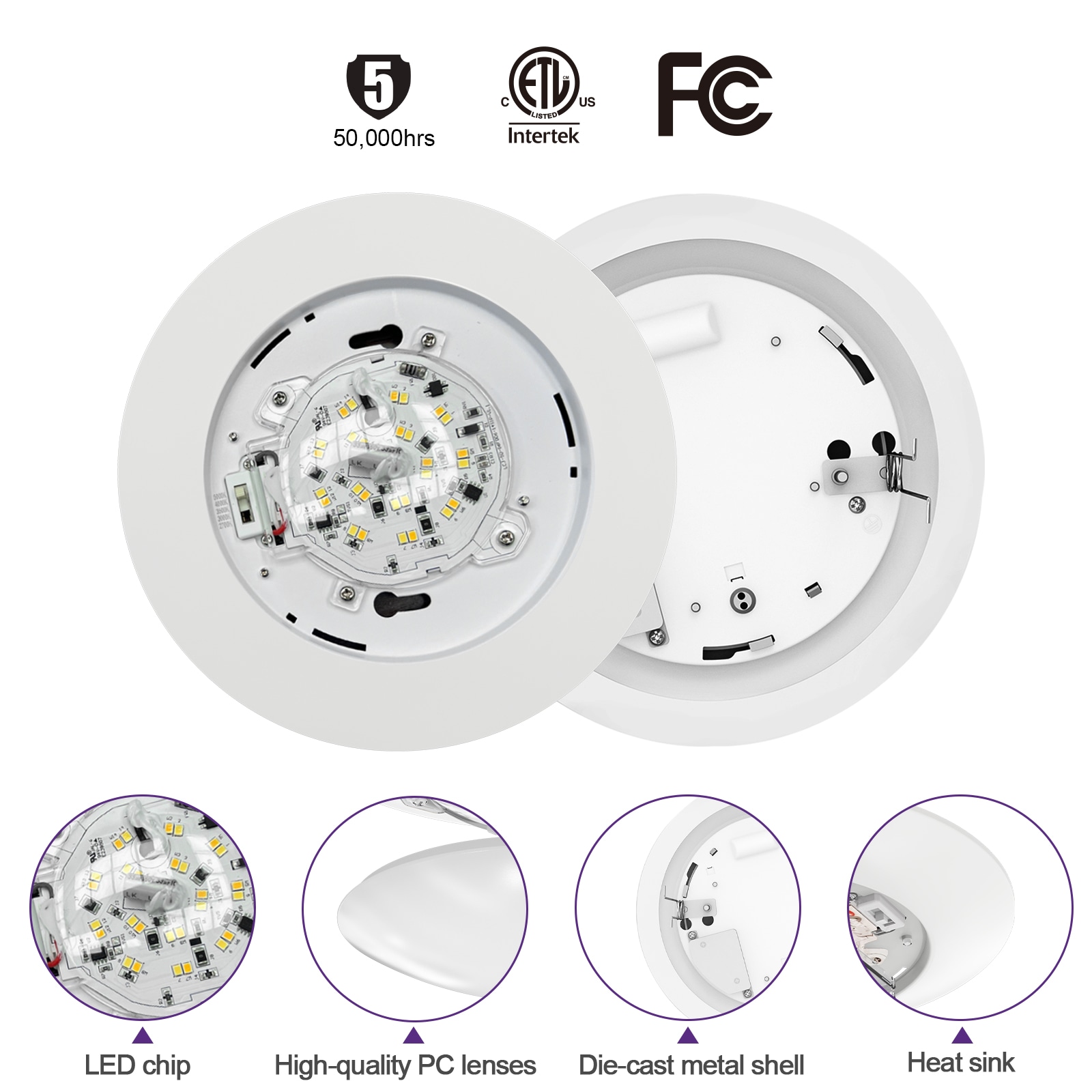 Sofiton 18 Pack 4 Inch Disk Lights 2700K to 5000K Adjustable 10W 650LM ...