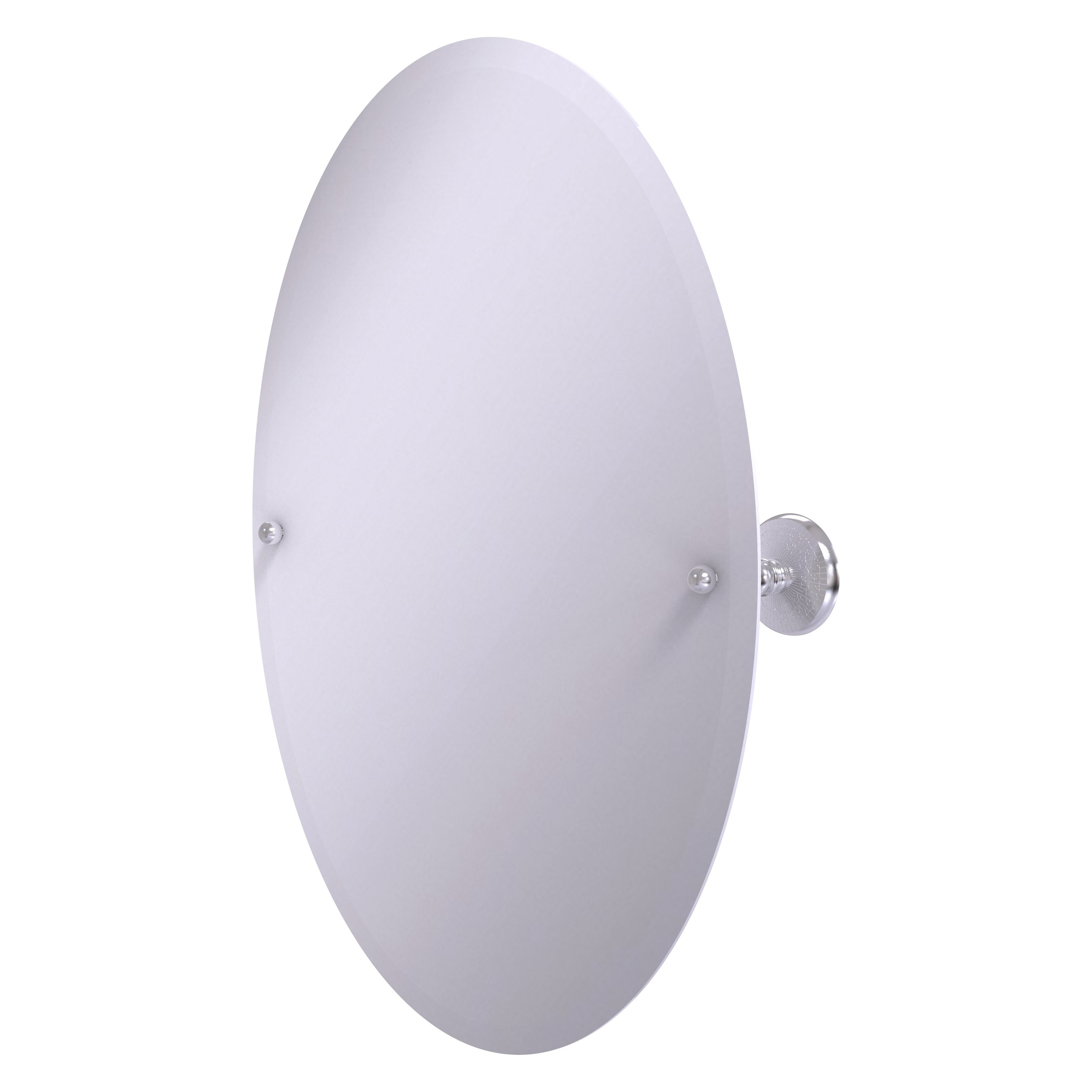 Allied Brass PMC-91-SCH Prestige Monte Carlo 21-Inches x 28-Inches Beveled Frameless Oval Tilting Bathroom Vanity Mirror ( Satin Chrome )