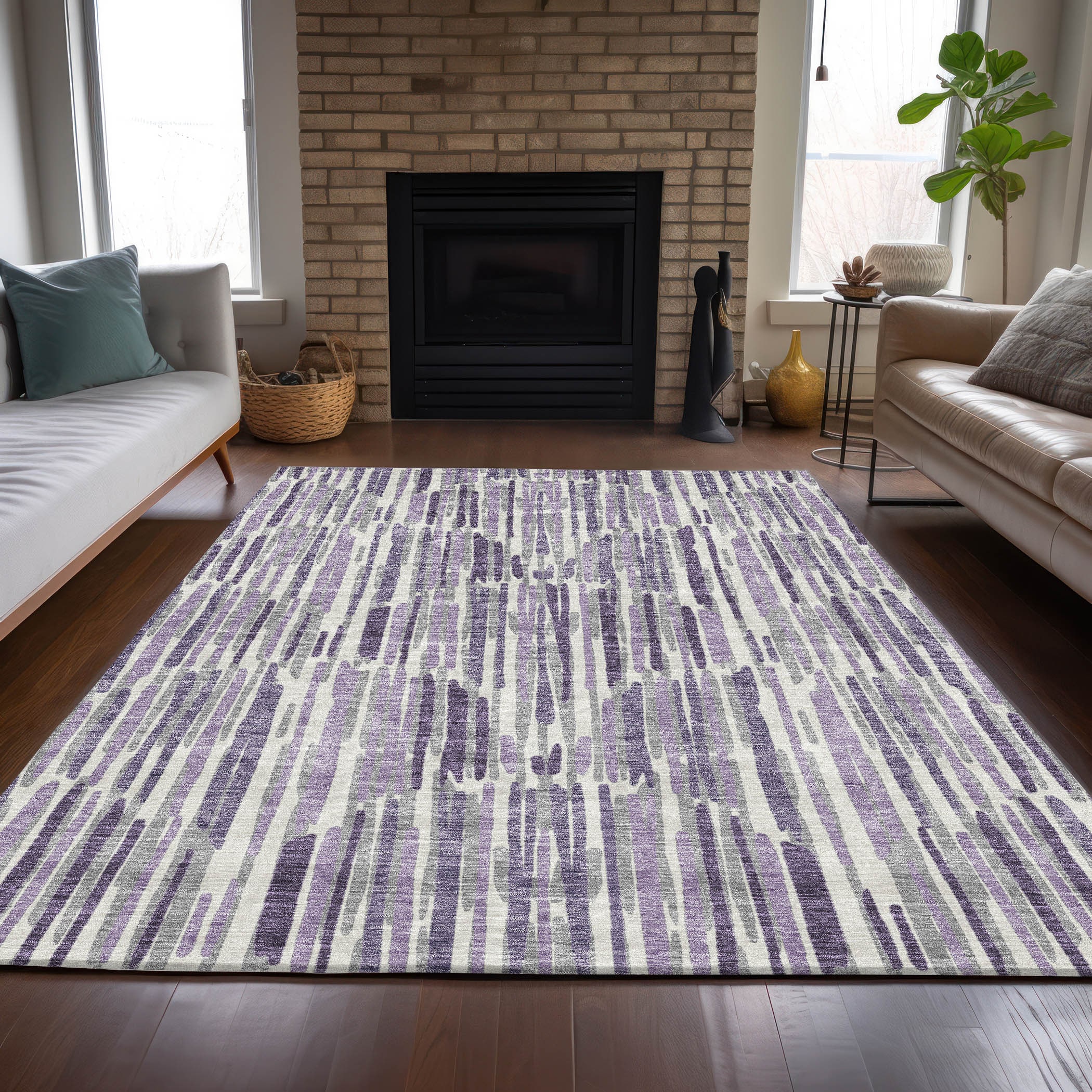 Addison Rugs ACN739PP8X10 Chantille ACN739PP 8 x 10 (ft) Polyester Purple Rectangular Indoor/Outdoor Geometric Machine washable Area rug