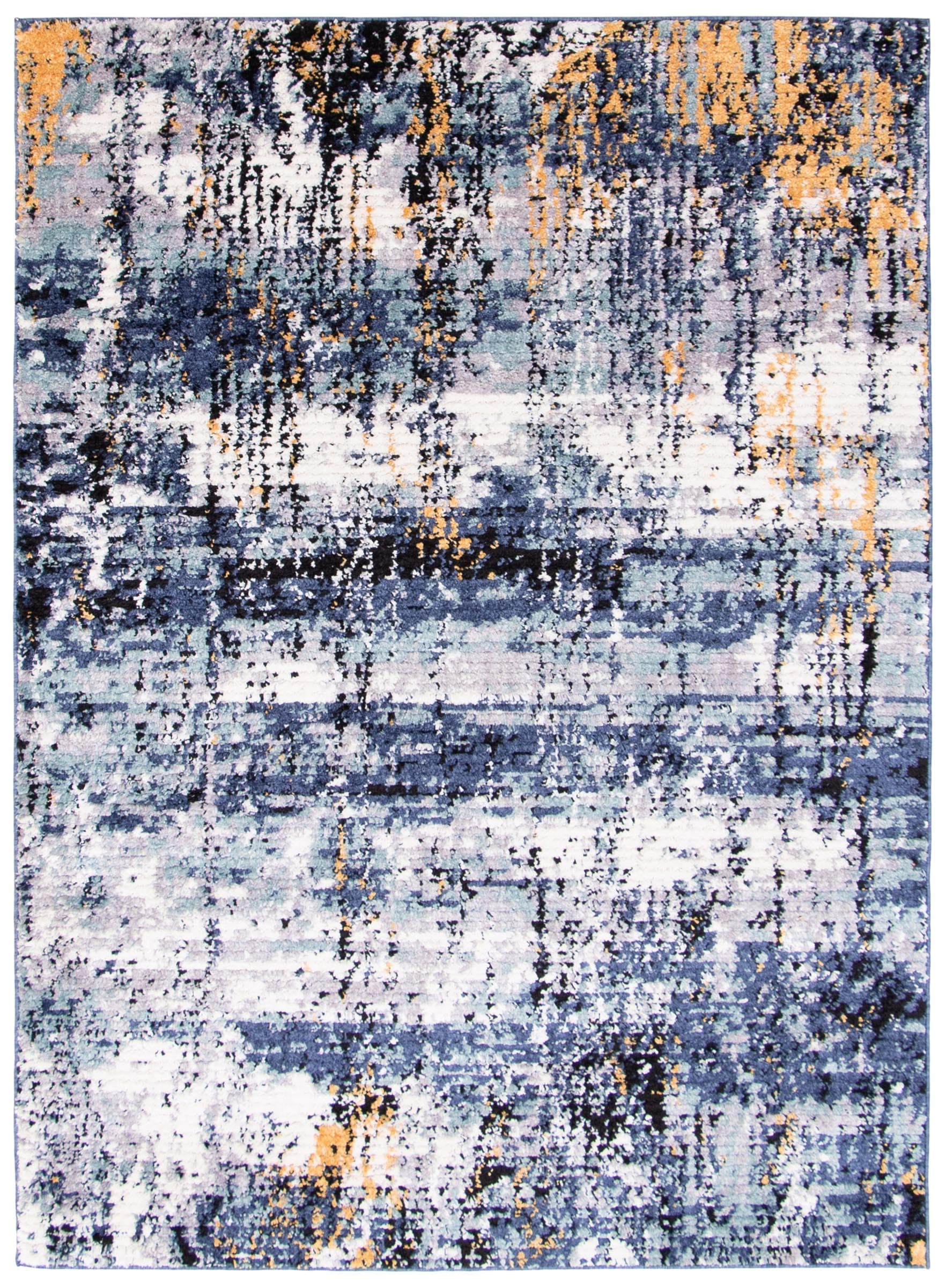 ECARPETGALLERY 358418 7 x 10 (ft) Polyester Blue Rectangular Indoor Abstract Area rug