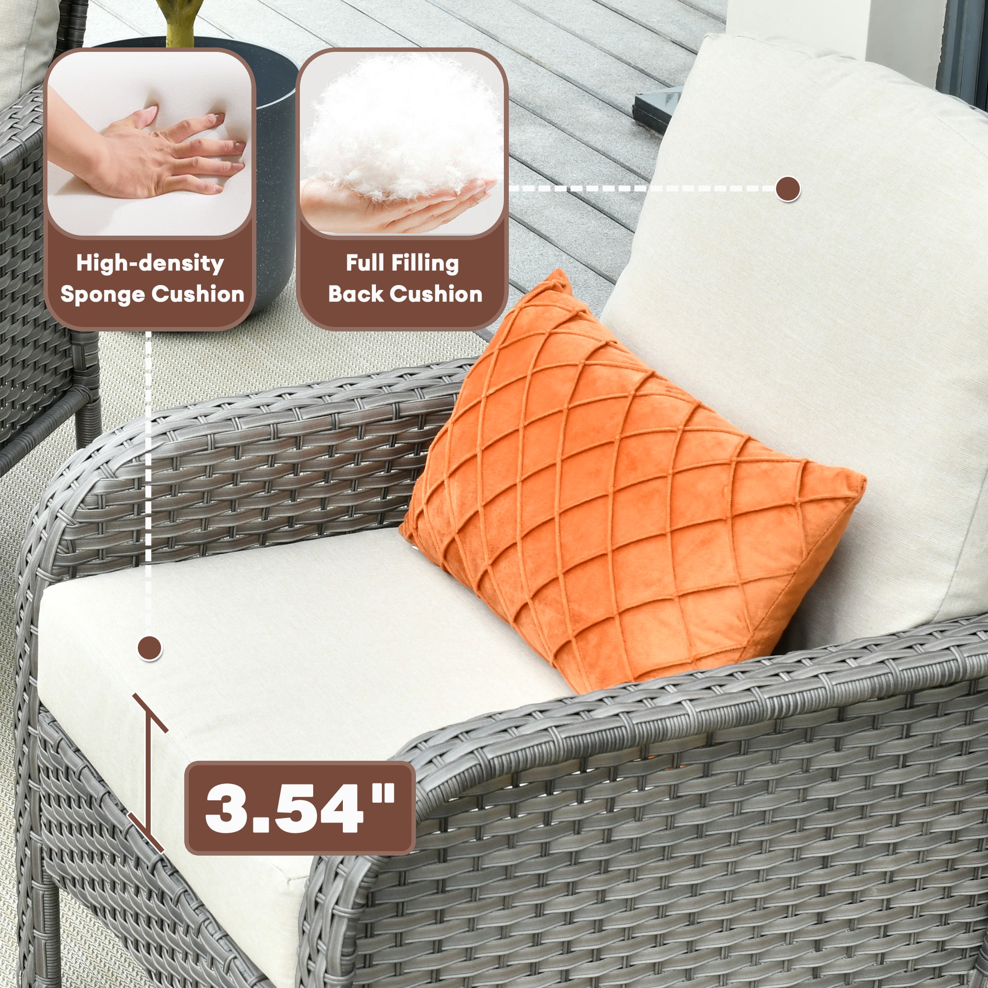 XIZZI XIGNDS6074-NTCRC3 Patio-Conversation-Sets - View #6