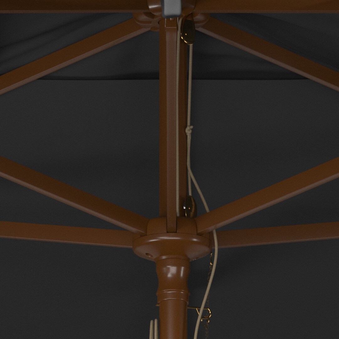 Aklin 10-Foot Gray Wooden Pulley Market Patio Umbrella