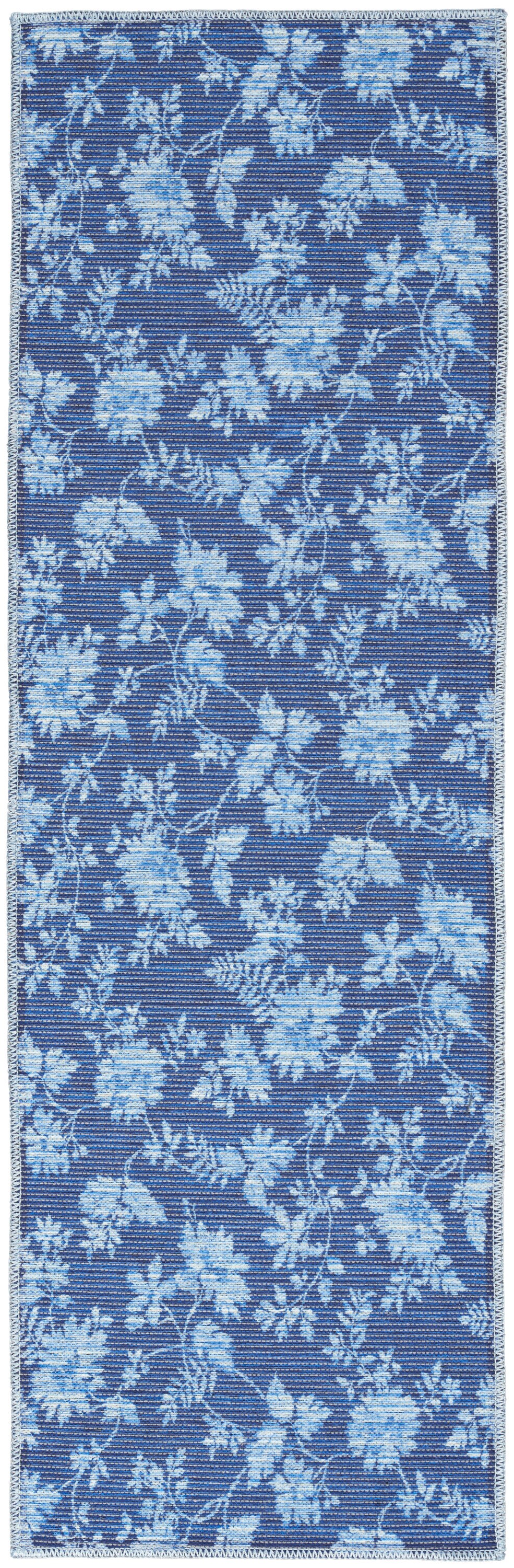 Waverly 2 x 6 Blue Indoor Floral/Botanical Runner Rug in the Rugs ...