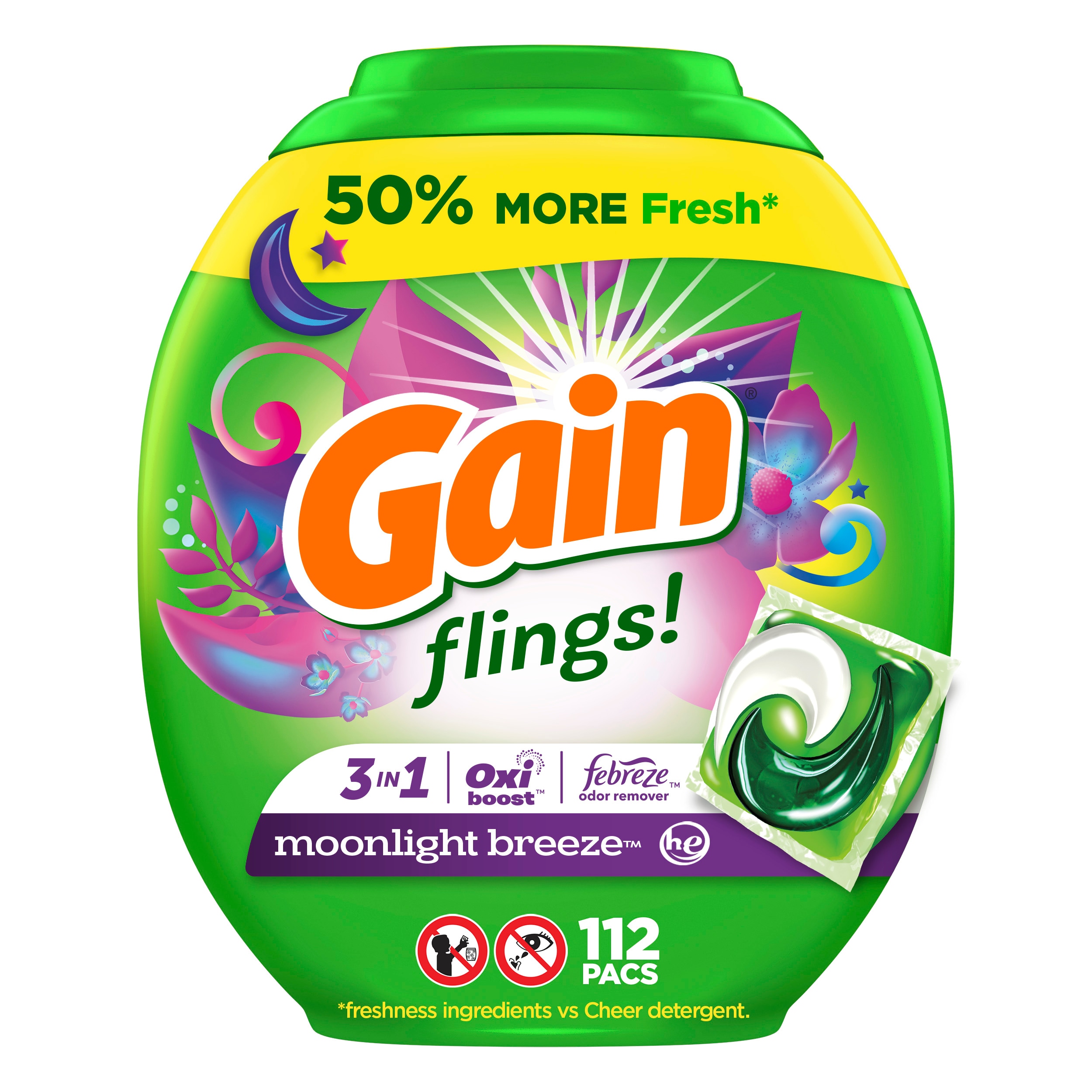 Gain 3077202479 Flings Moonlight Breeze HE Laundry Detergent ( 111 -Count )