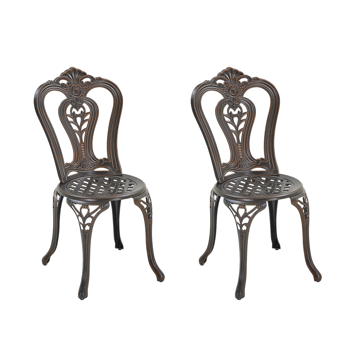 Dimakai DK-6027C247 Set of 2 Stackable Bronze Aluminum Frame Stationary Dining Chair with Solid Seat
