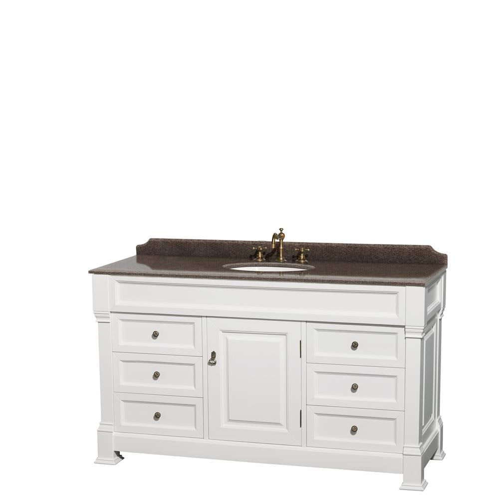 Wyndham Collection Andover 60 In White, 60 Granite Vanity Top Single Sink