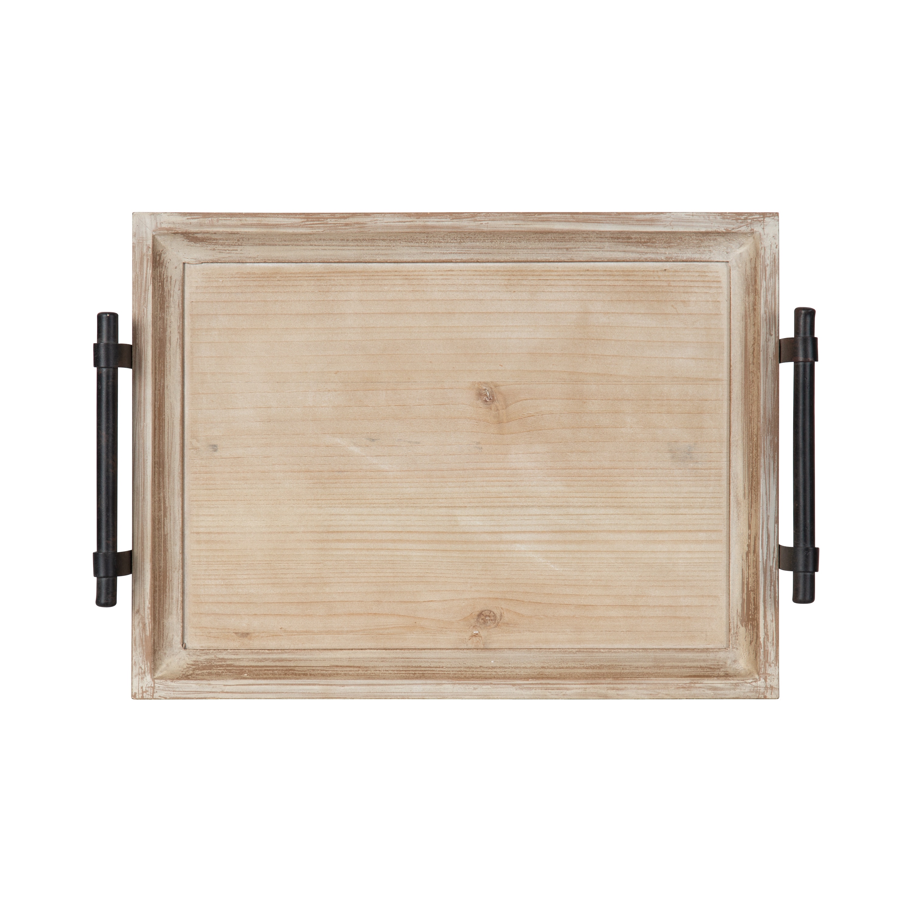 Colonial Brown 12x16 Rustic Wooden Tray with Antique Metal Handles