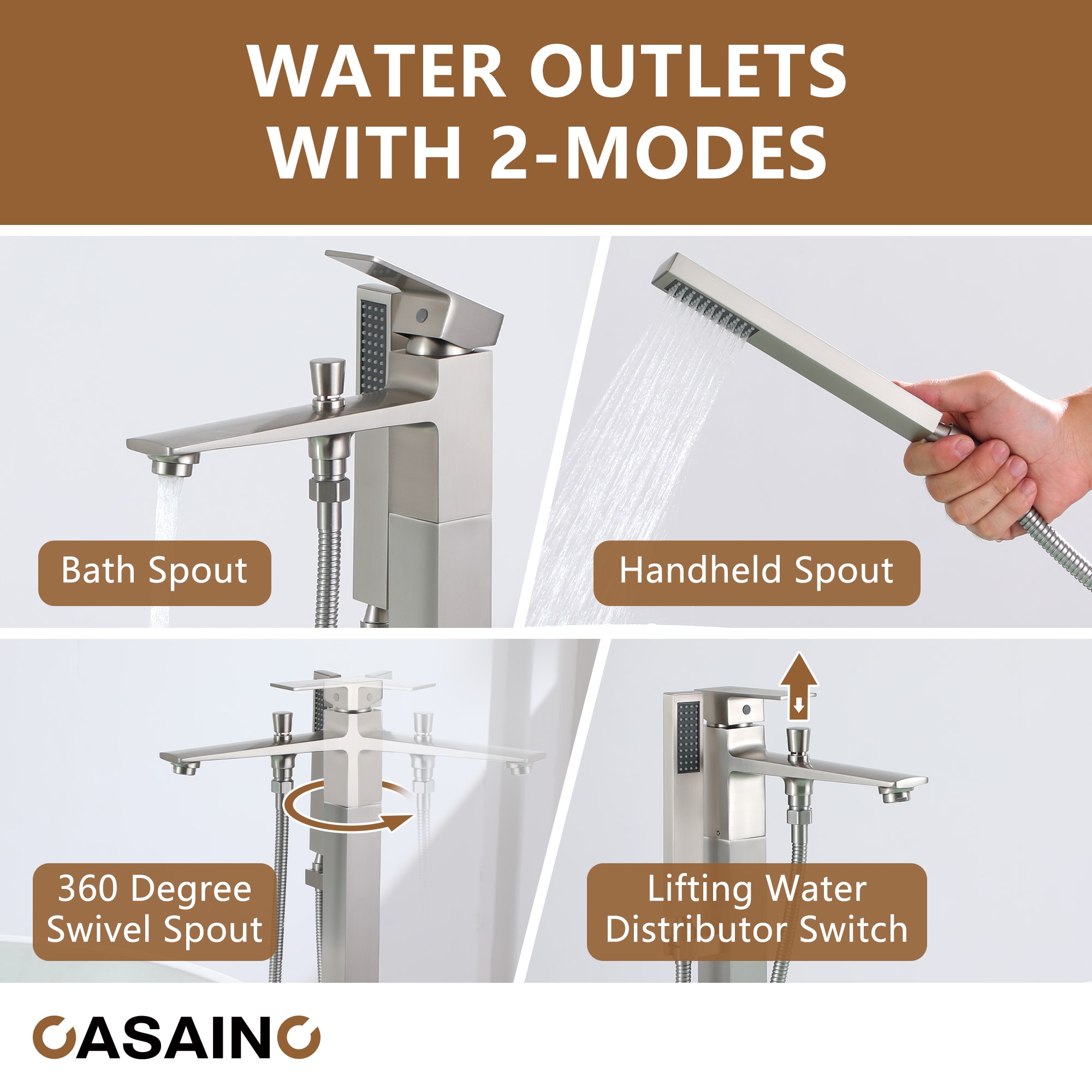 CASAINC KCLT0055-BN Roman-Tub-Faucets - View #6