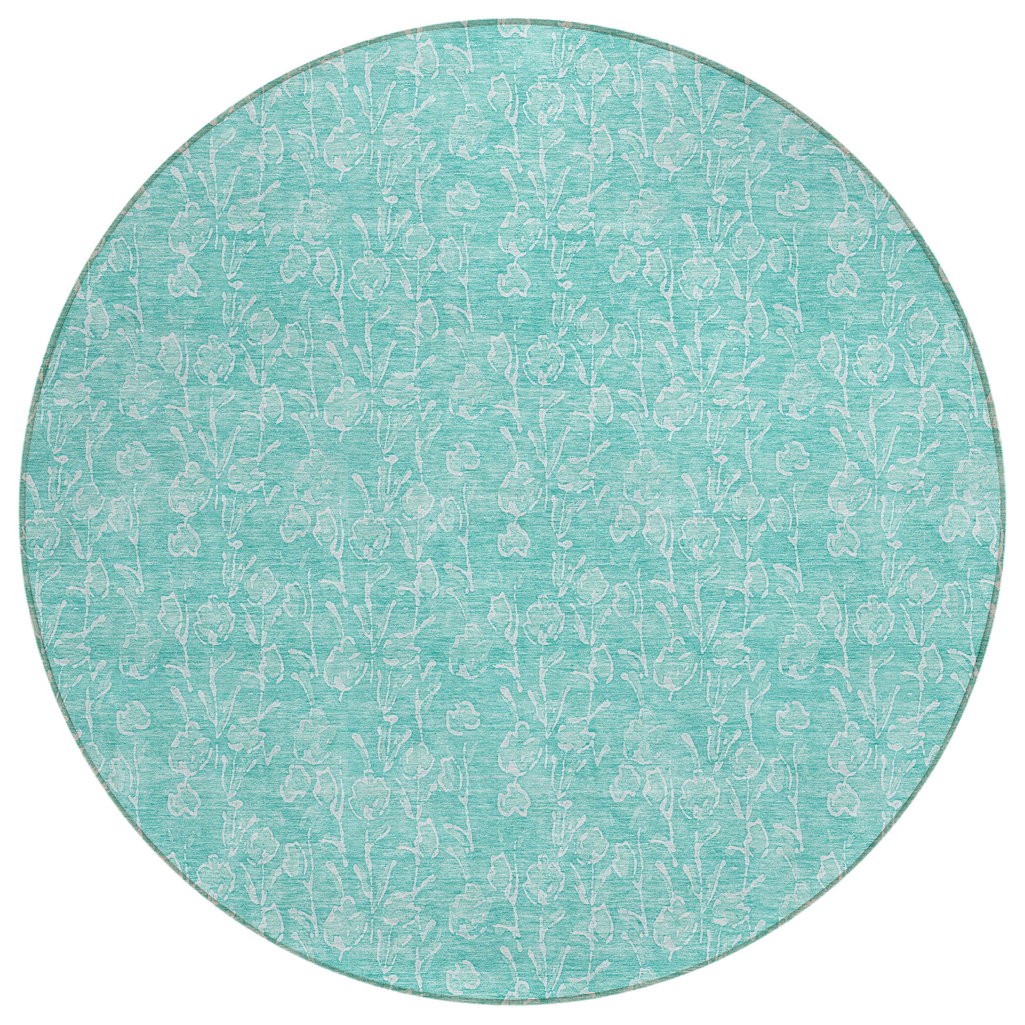 Addison Rugs ACN691TE8RO Chantille ACN691TE 8 x 8 (ft) Polyester Teal Round Indoor/Outdoor Geometric Machine washable Area rug