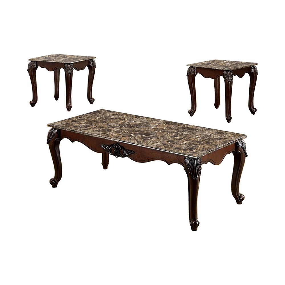 Benzara BM131411 Modern Dark Cherry Accent Table Set