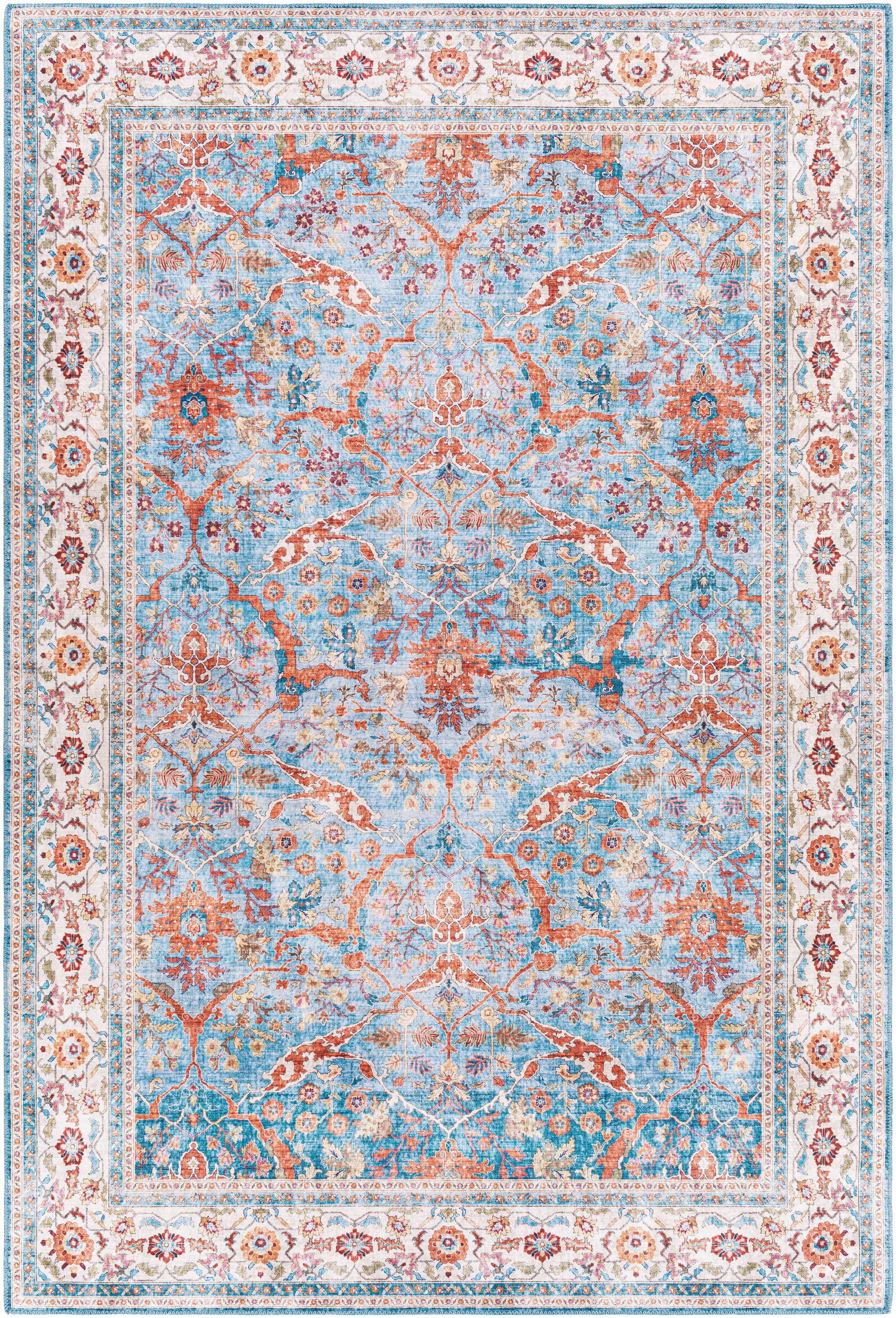 Surya IRS2324-2676 Iris 3 X 8 (ft) Aqua Indoor Medallion Oriental Runner Rug
