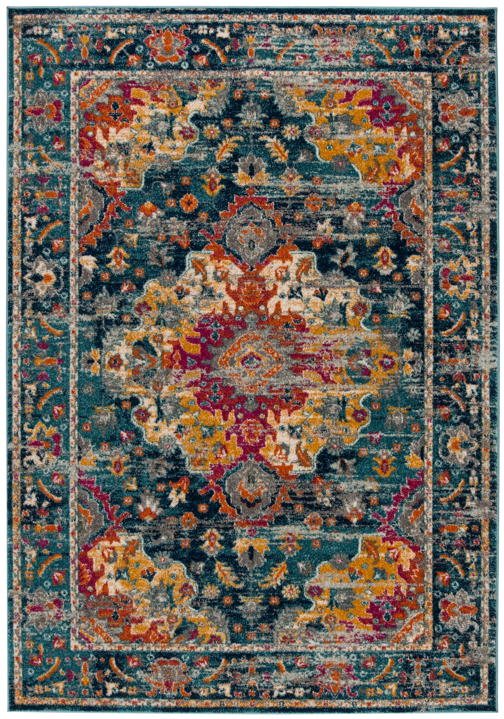 Teal and Fuchsia Flat Woven Synthetic Area Rug, 3' x 5'