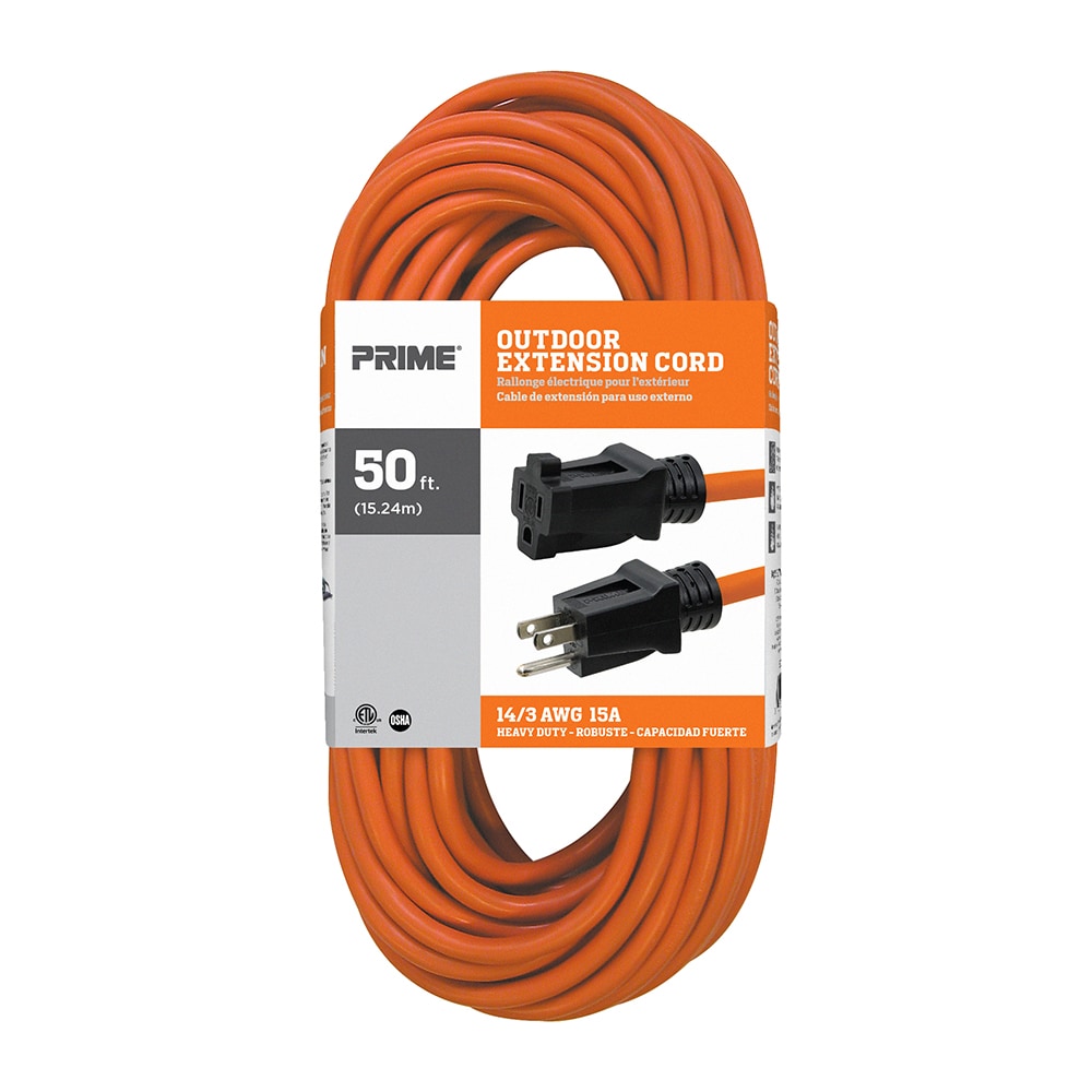 PRIME EC501730 Prime 8 -Pack 15-ft 14 / 3 3 Prong orange Indoor/Outdoor SJTW Medium Duty General Extension Cord