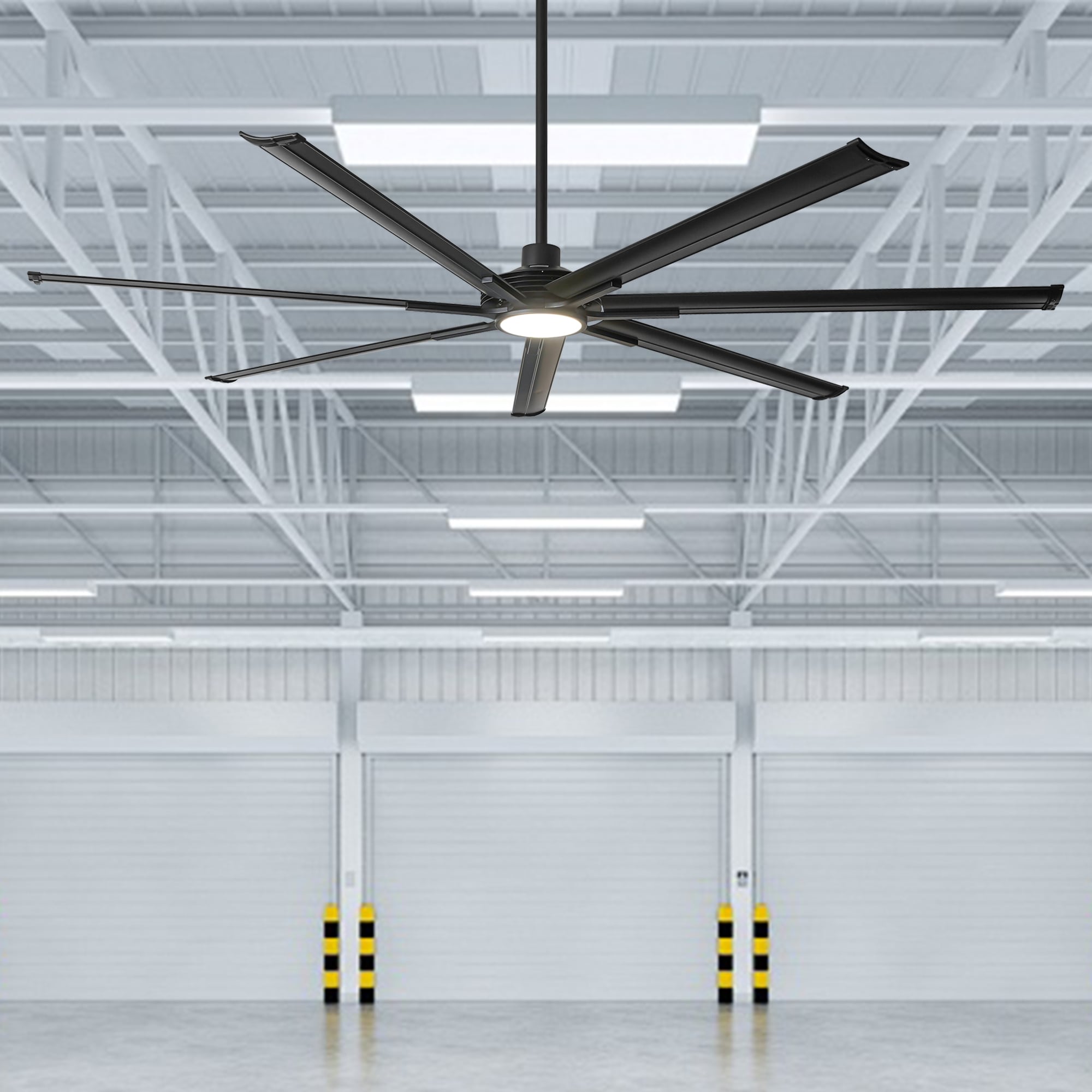 Parrot Uncle F8001BK 84-in Color-Changing Integrated LED Matte Black with Black Blades Ceiling Fan With Light and Remote ( 7 -Blade )