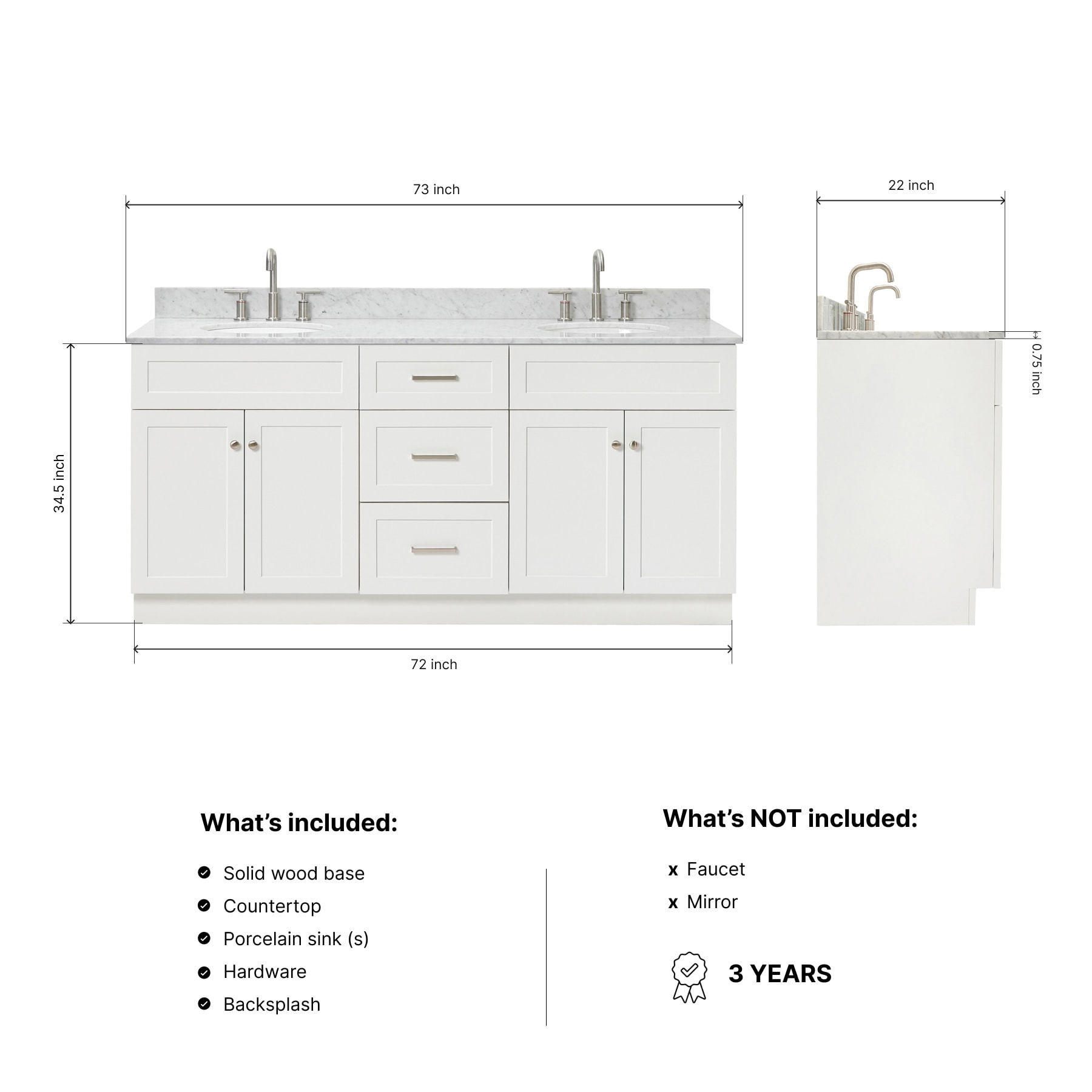 ARIEL F073DCW2OVOWHT Bath-Vanity-Combo - View #4