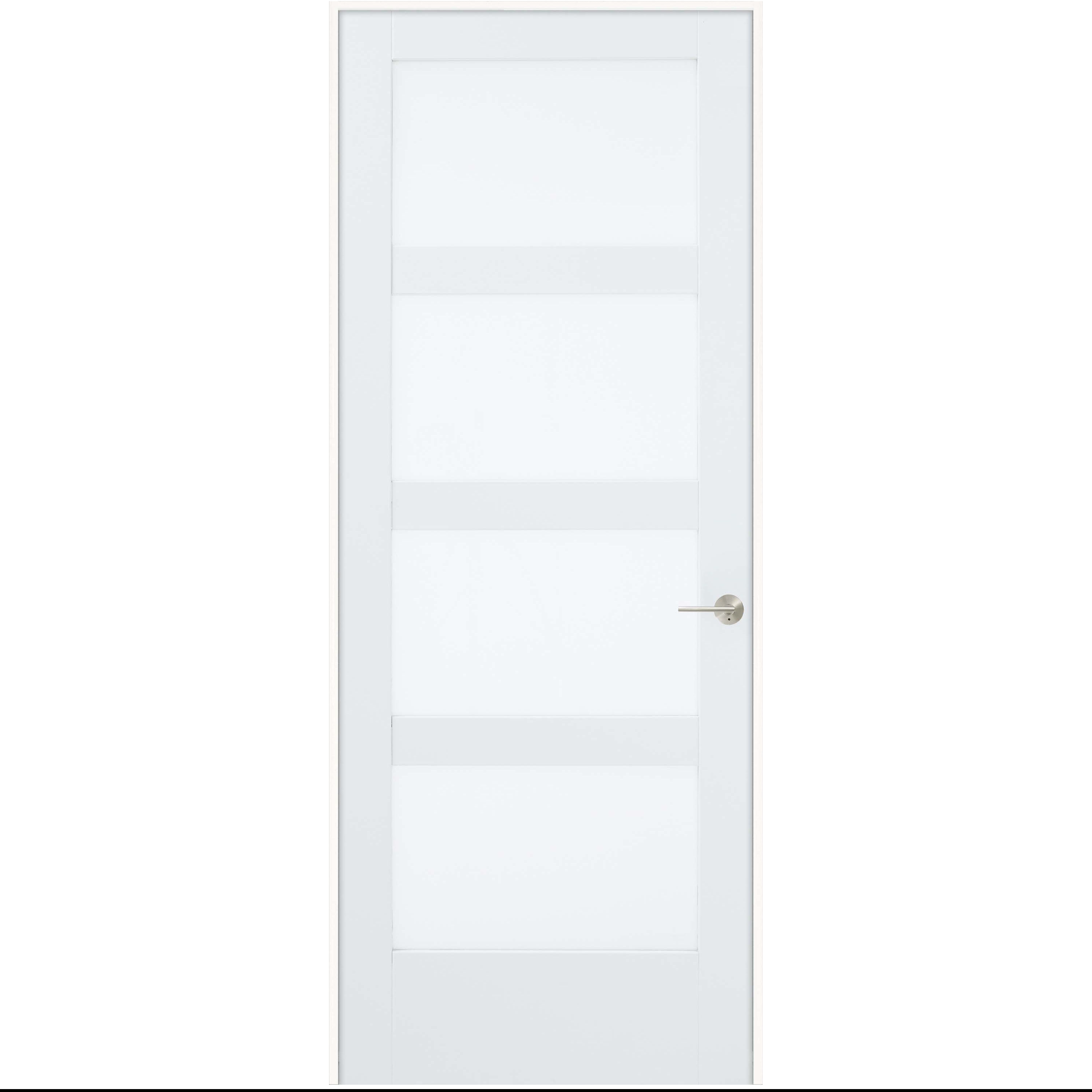 JELD-WEN LOWOLJW240000090 24-in x 80-in Primed Solid core Frosted glass Left hand Smooth Primed MDF Flat Jamb Single Prehung Interior Door