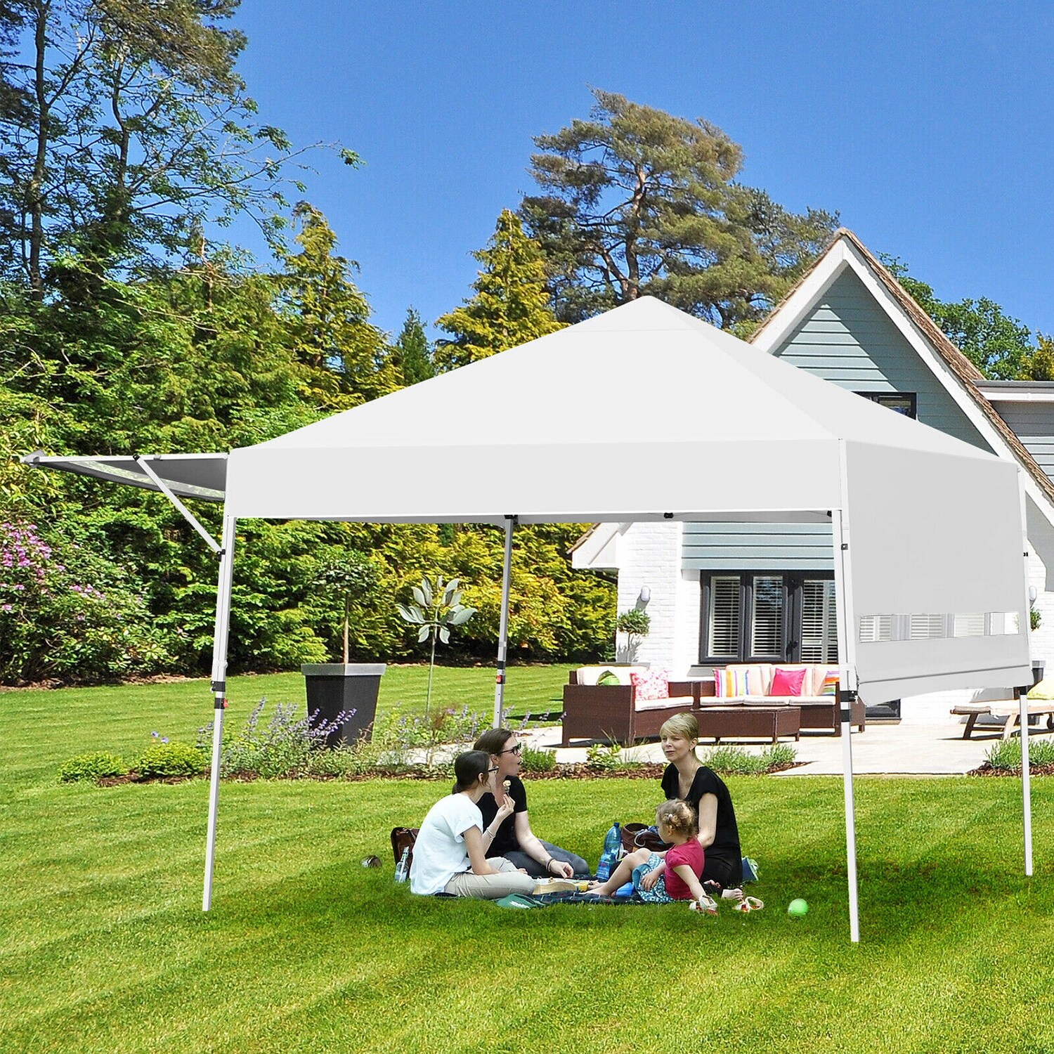 Mondawe 10-ft x 17-ft White Metal Rectangle Pop-up Gazebo in the Gazebos  department at