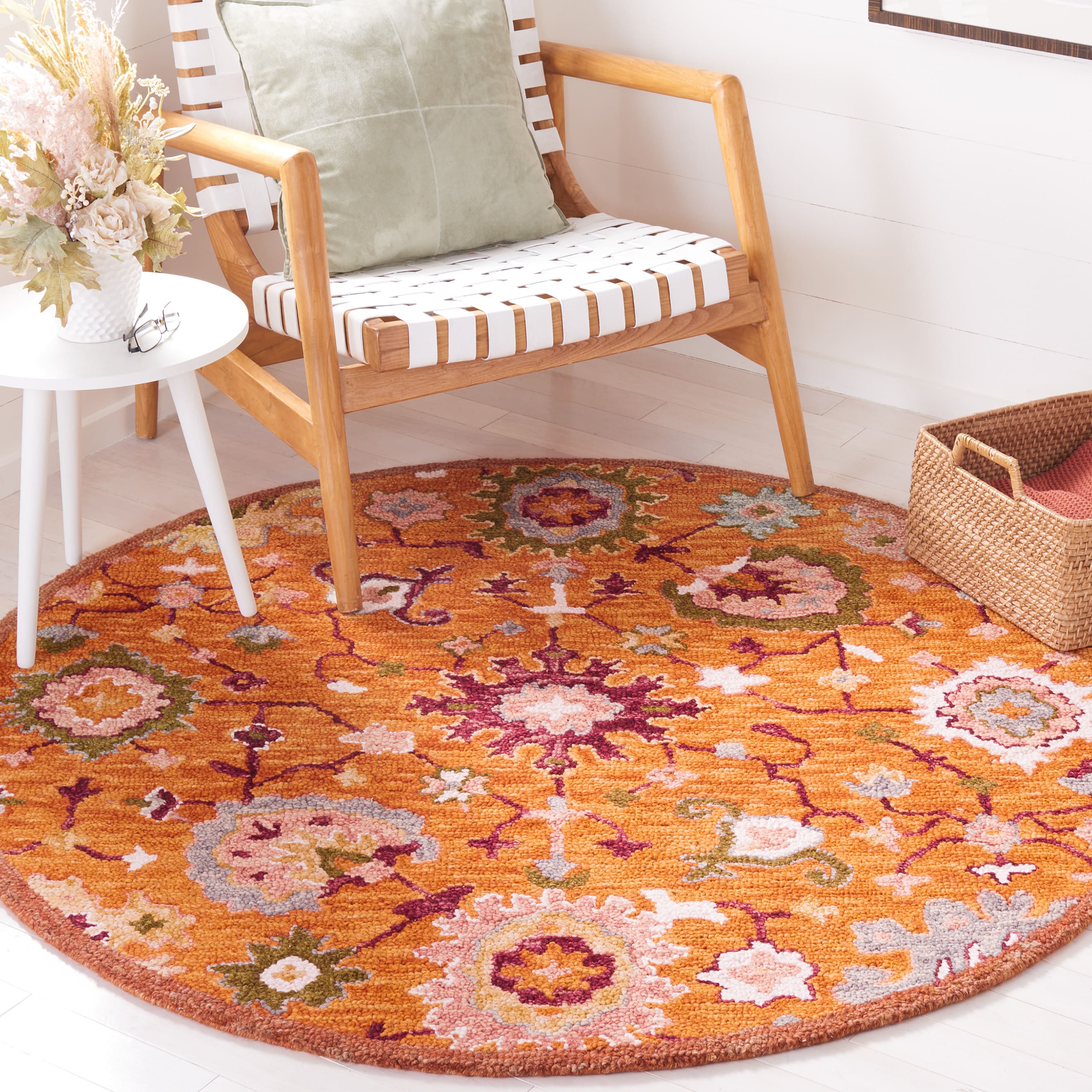  Aspen 148 Rust/Green Bohemian 5ft x 5ft Round Rug