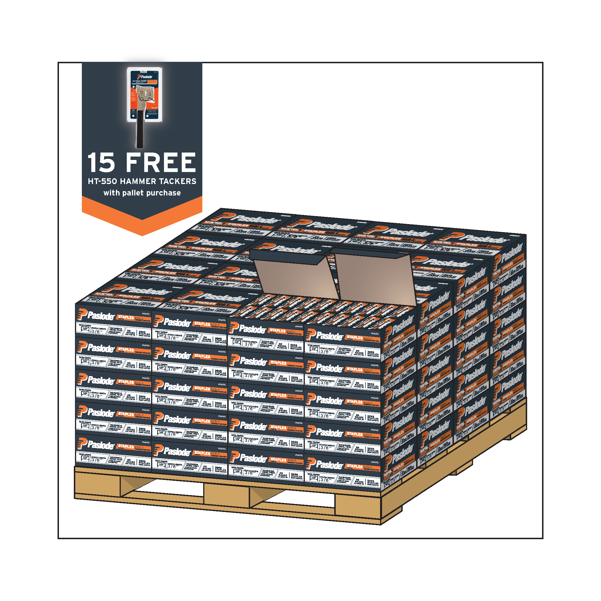 Paslode 650930HT2 3/8-in Leg x 1/2-in 20 -Gauge Construction staples 5000 -Per Box