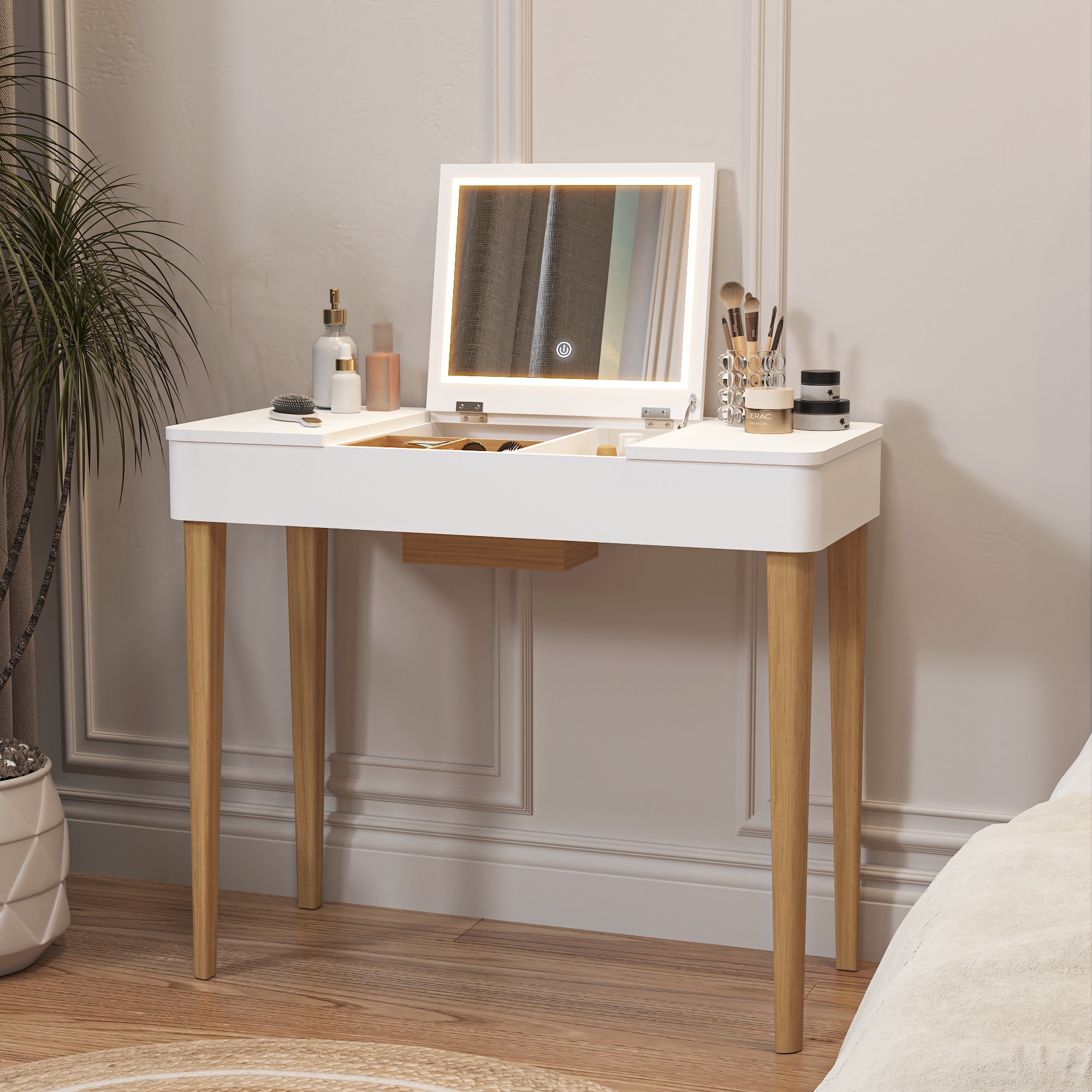 CESICIA Q143 32.91-in White Makeup Vanity