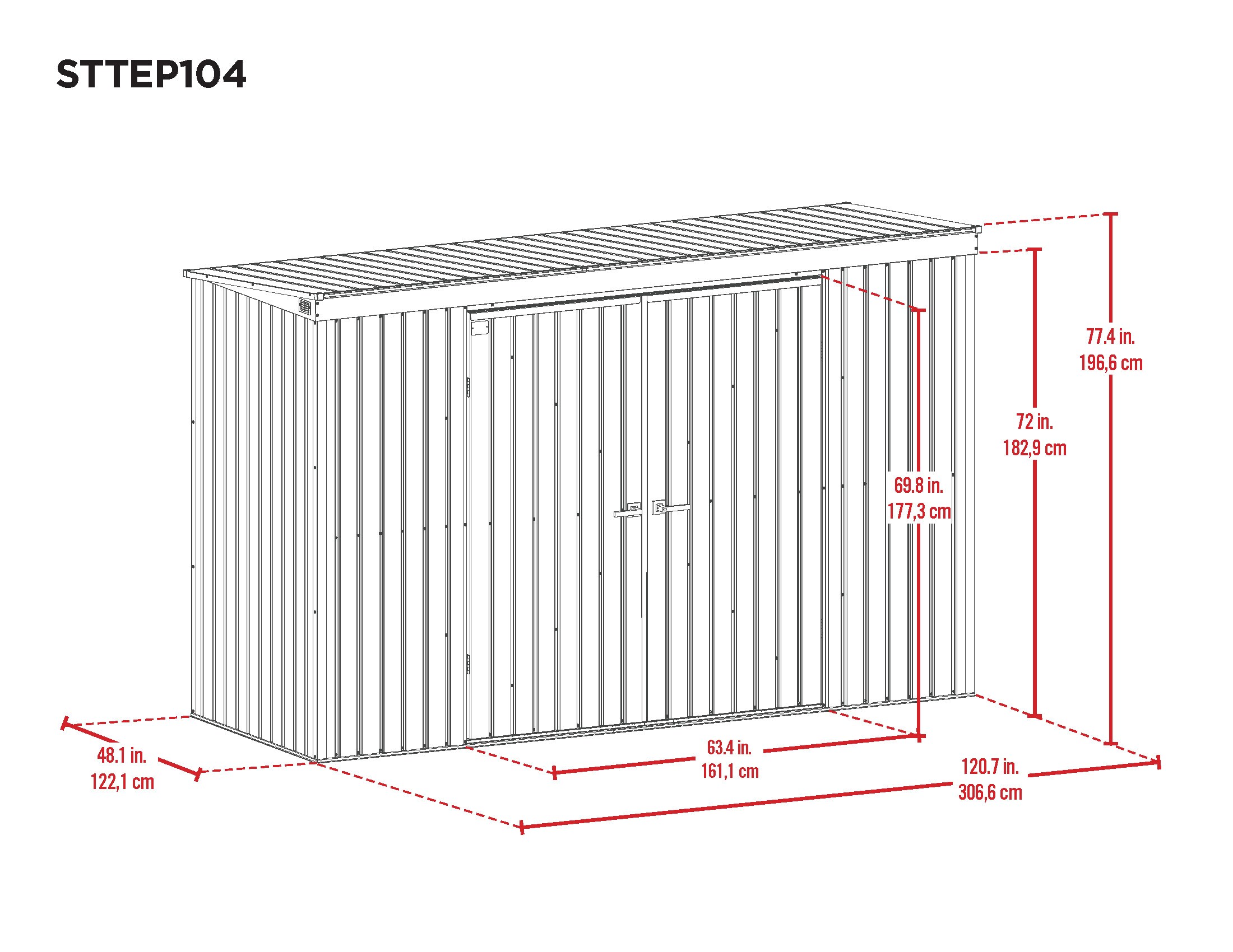 Scotts 10' x 4' Green Galvanized Steel Garden Storage Shed