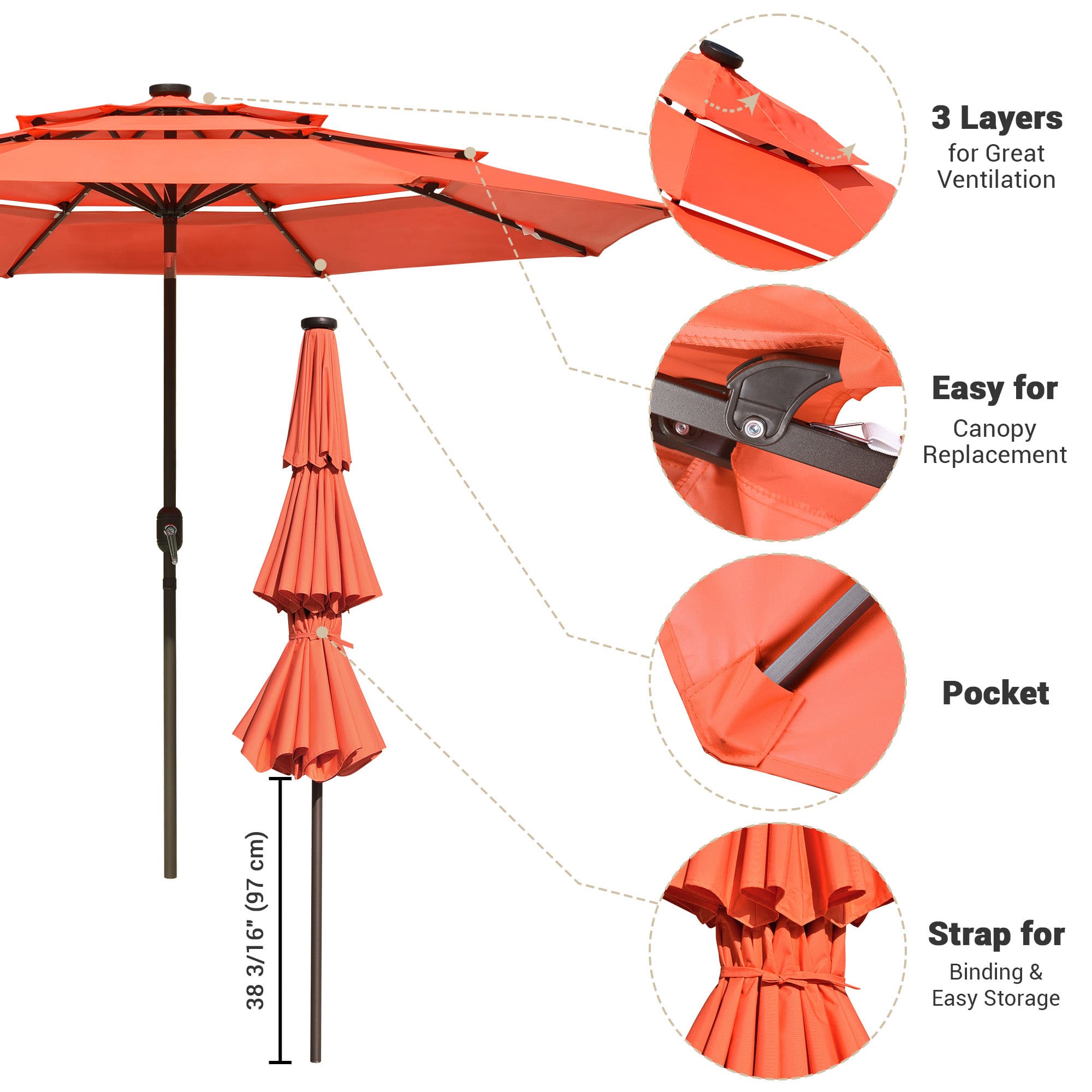Yescom 07UMB042-3T10L-13-LO Umbrellas-2 - View #6