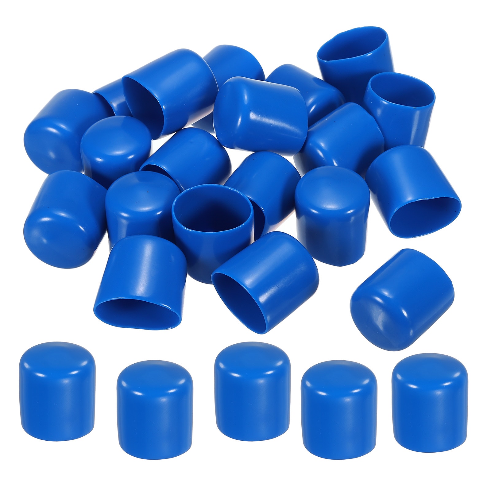 Unique Bargains 20pcs Rubber End Caps Cover 1 inch Vinyl Screw Thread Protector Round PVC Vacuum Caps for Screw Bolt Pipe Blue #S26042000UX1053
