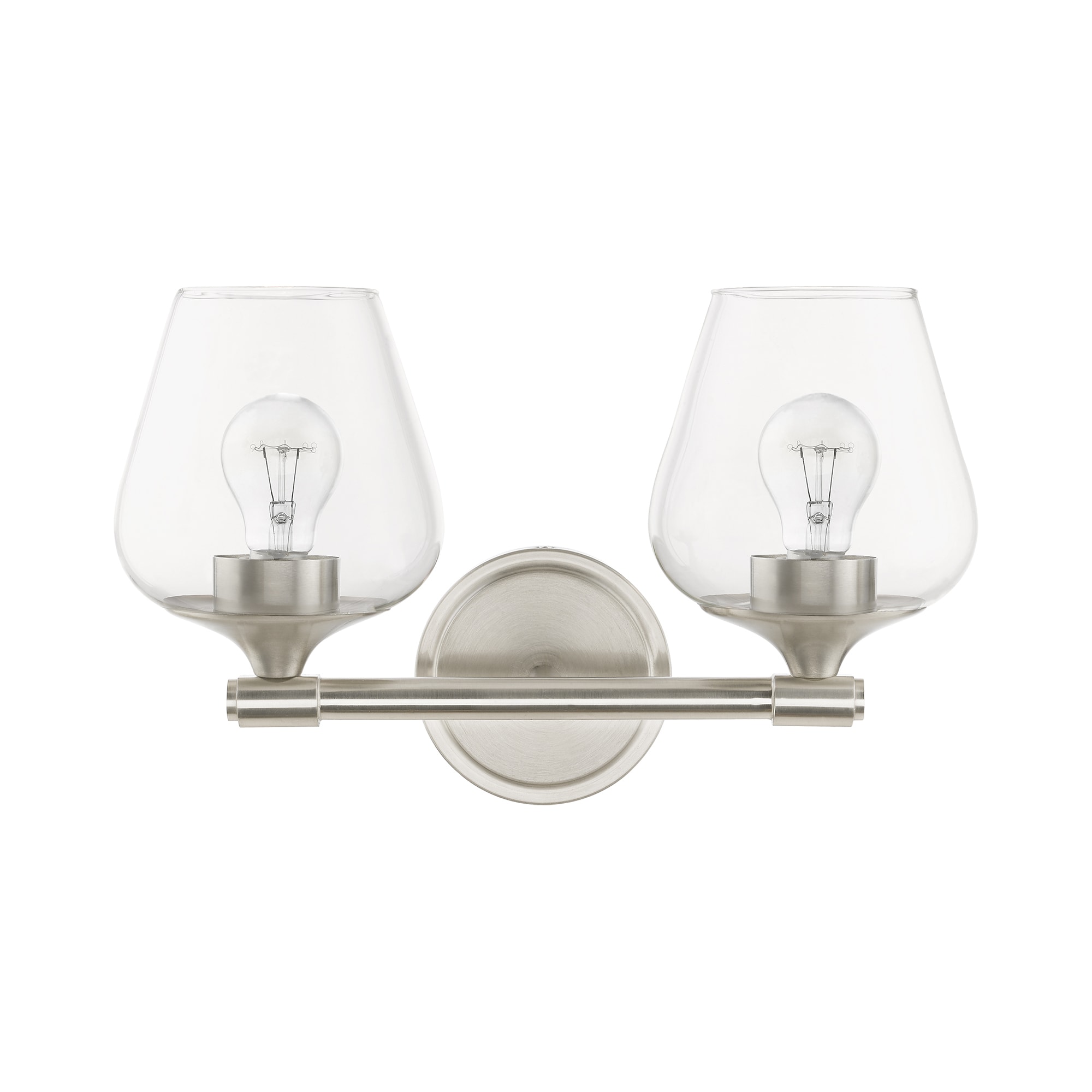 Willow Brushed Nickel 2-Light Vanity Sconce with Clear Glass