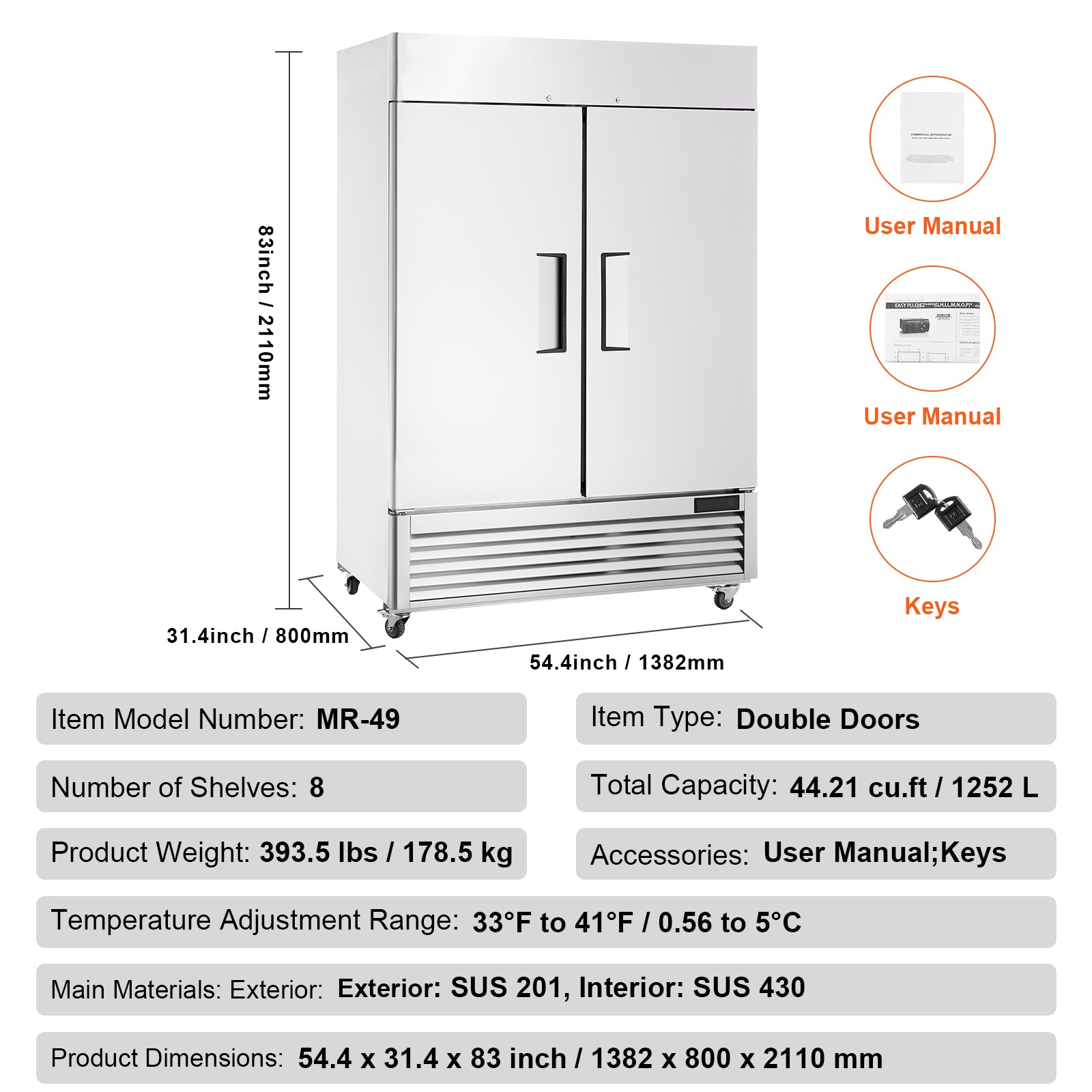 VEVOR SCLSSYLJMCLZ03842V1 Commercial-Refrigerators - View #7