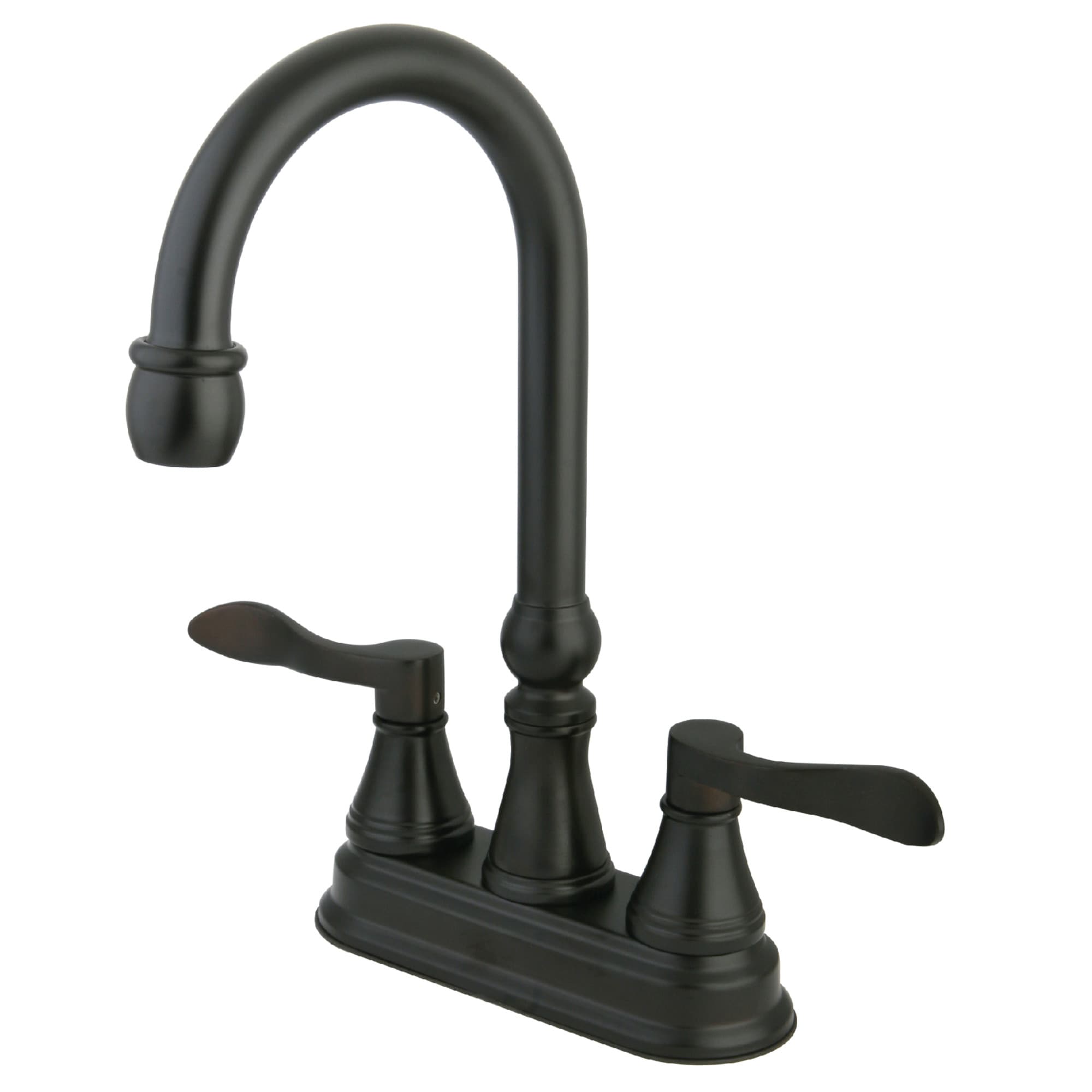 Kingston Brass WLKS2495DFL NuFrench Oil-rubbed bronze Double Handle Deck-mount Bar and Prep Kitchen Faucet ( Deck Plate Included )