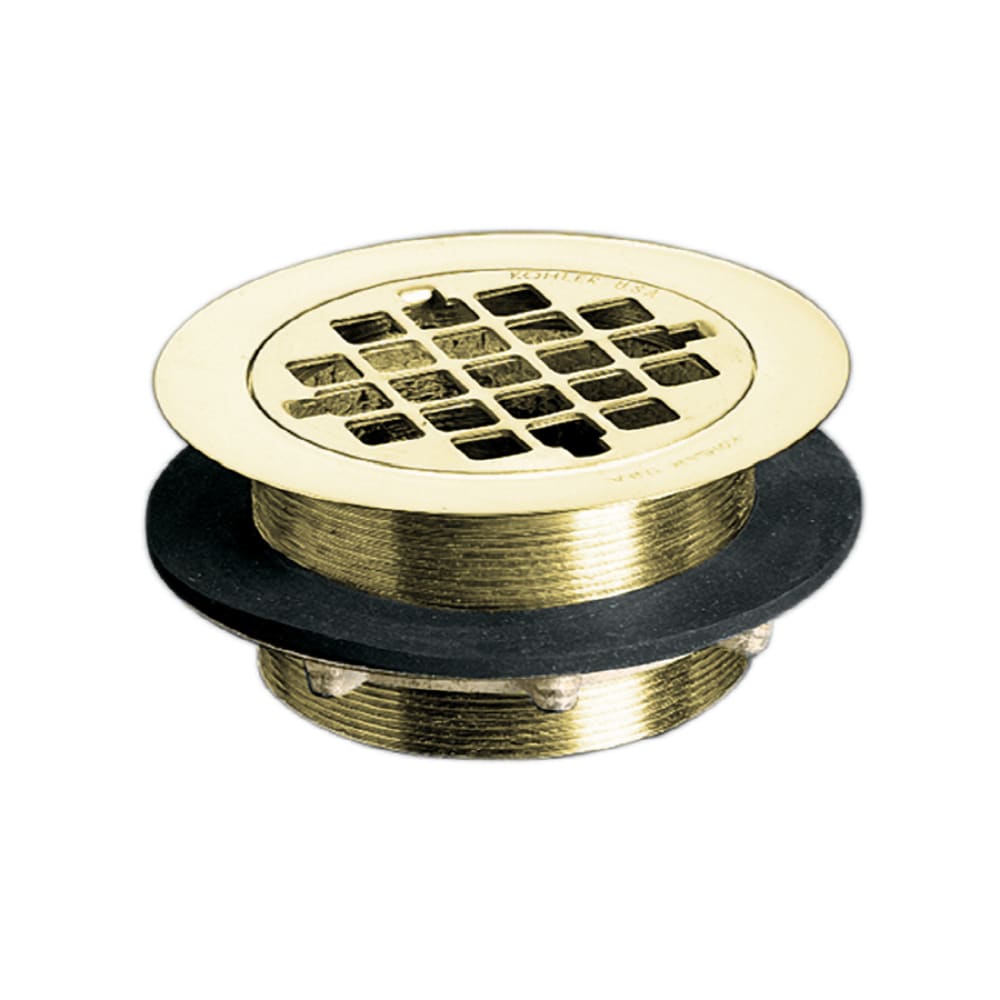 KOHLER 2-in Vibrant Polished Brass Strainer Drain In The Shower Drains ...