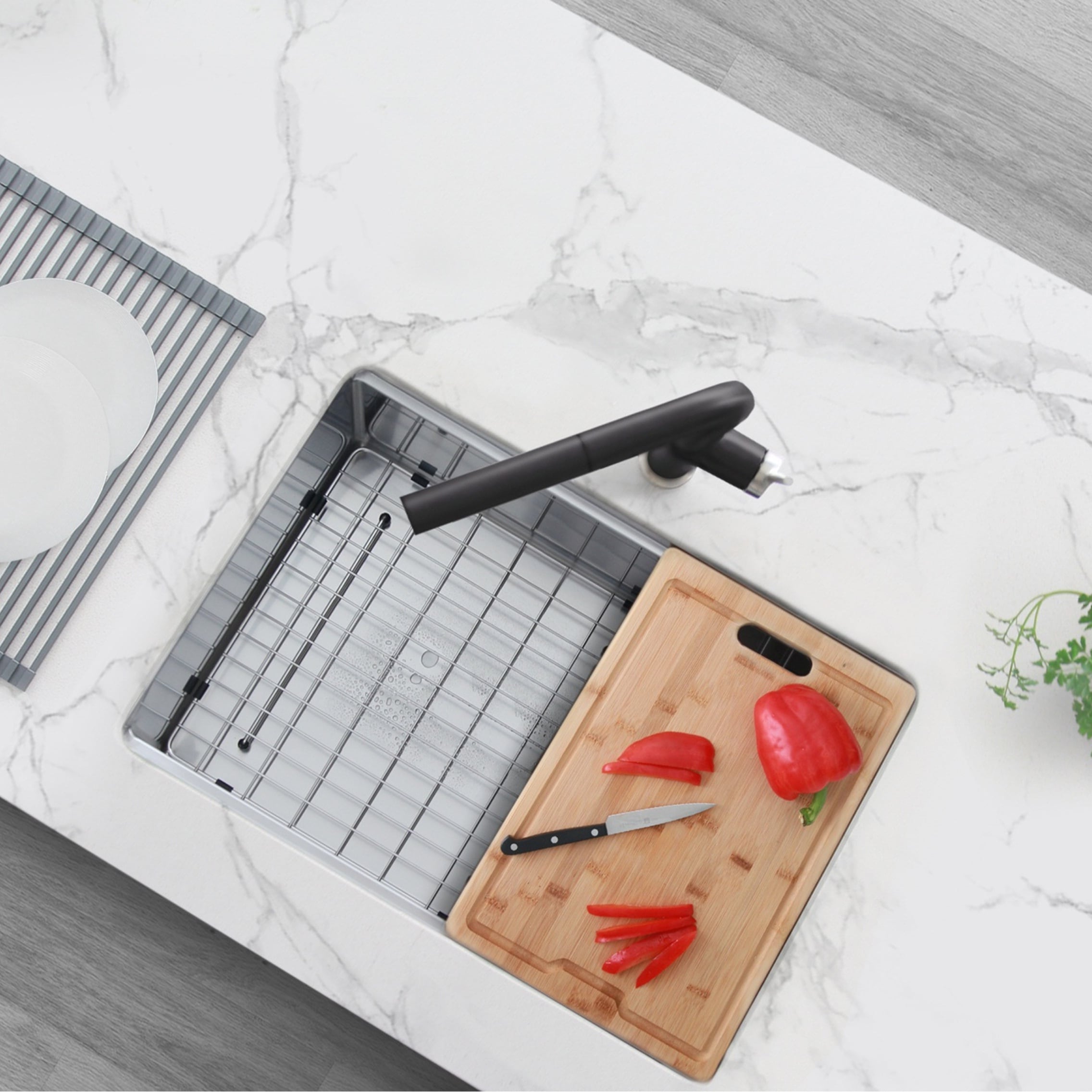 Stylish S-627W Versa Undermount 27-in x 19-in Stainless steel Single bowl 16 -Gauge Workstation Kitchen Sink