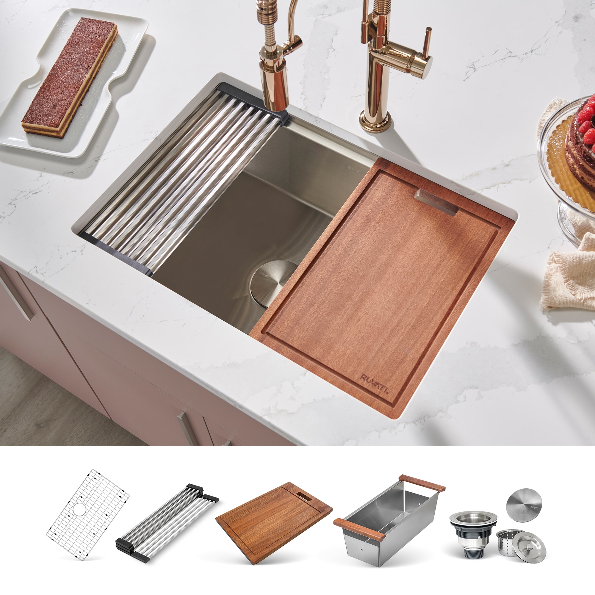 Ruvati RVH8320 Roma Undermount 30-in x 19-in Stainless steel Single bowl 16 -Gauge Kitchen Sink