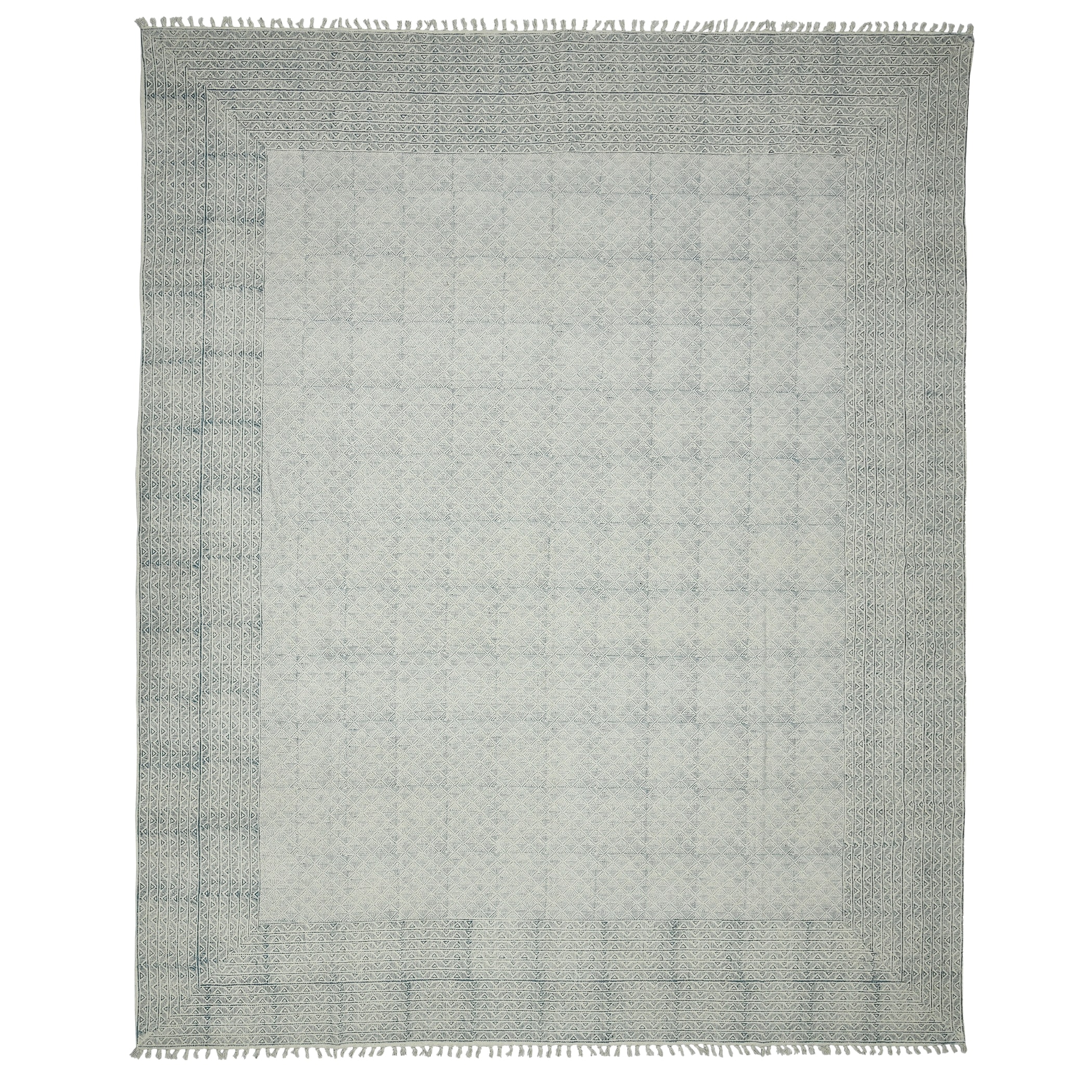 Dune Estra Blue Geometric Cotton Flatweave Rug
