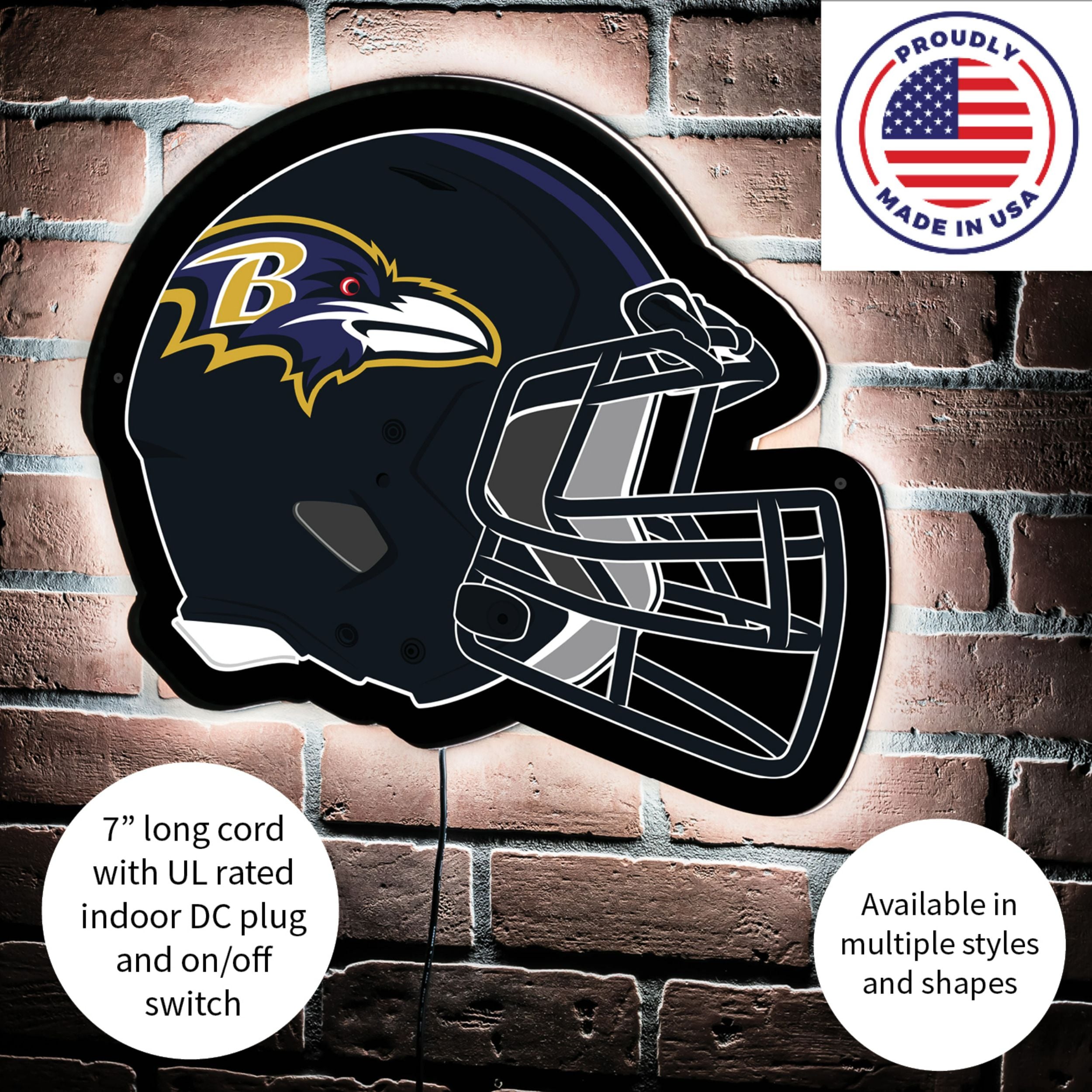 Evergreen Baltimore Ravens NFL Football Helmet Edgelite LED Decor ...