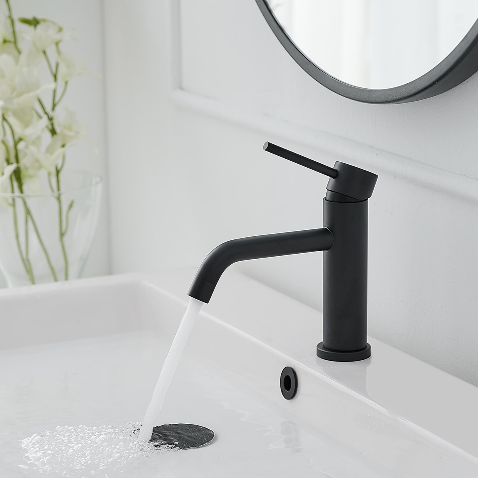 Matte Black Stainless Steel Single Handle Bathroom Faucet