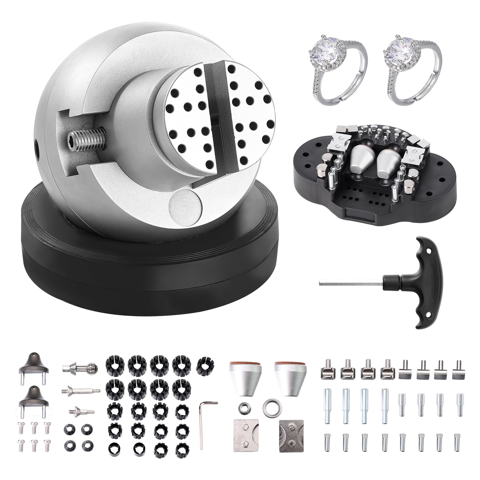 SVOPES SCWNXZSZYHDG00632V0 Ball Vise 5-IN Engraving Setting Tool 360degree Rotation Engraving Block Vise 69 PCS Attachment Jewelry Engraving Block Tools Standard Block for Gemstone Inlay and Small-Scale Engraving