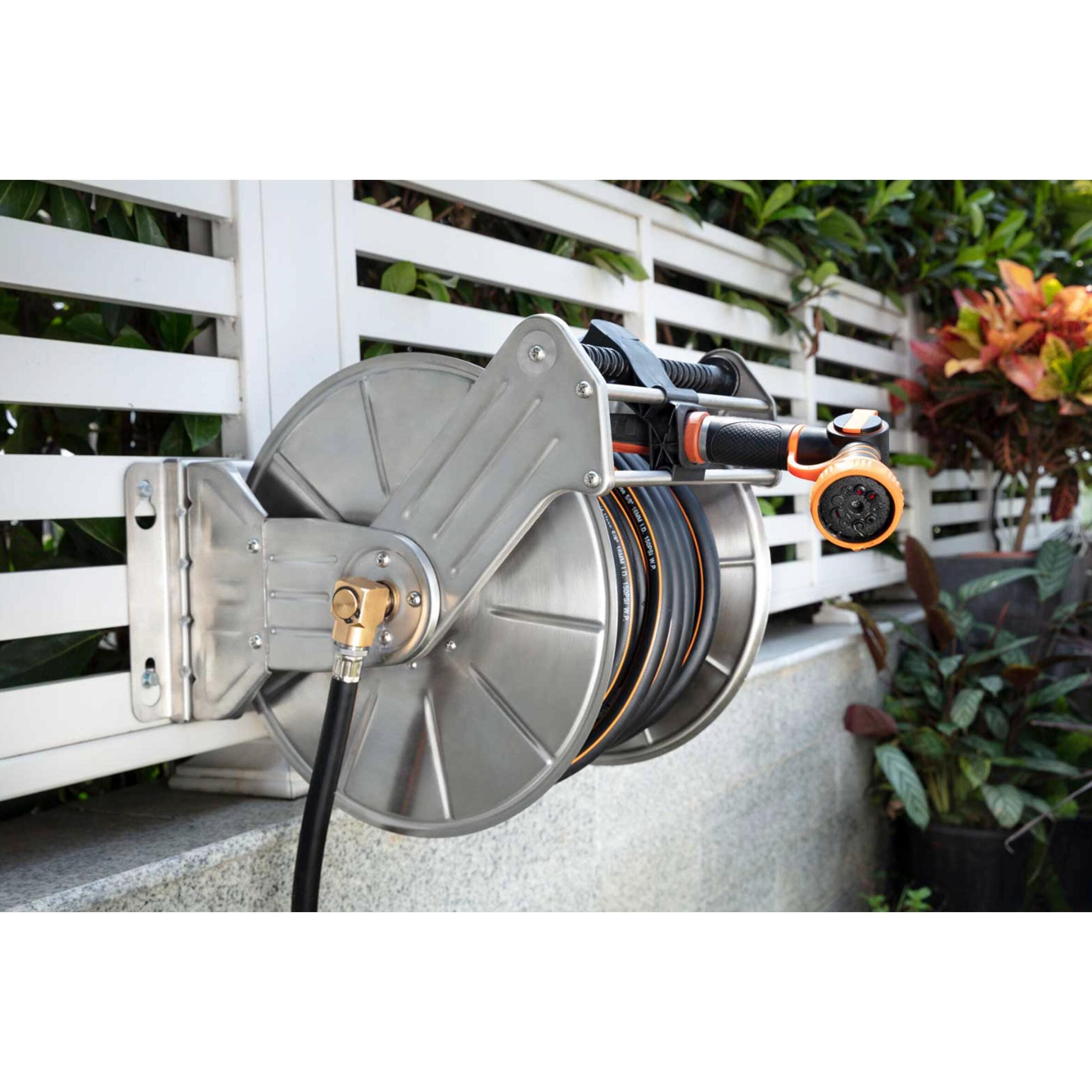 Garden Wall Mounted Retractable Hose Reel Cover, for Giraffe tools and More  