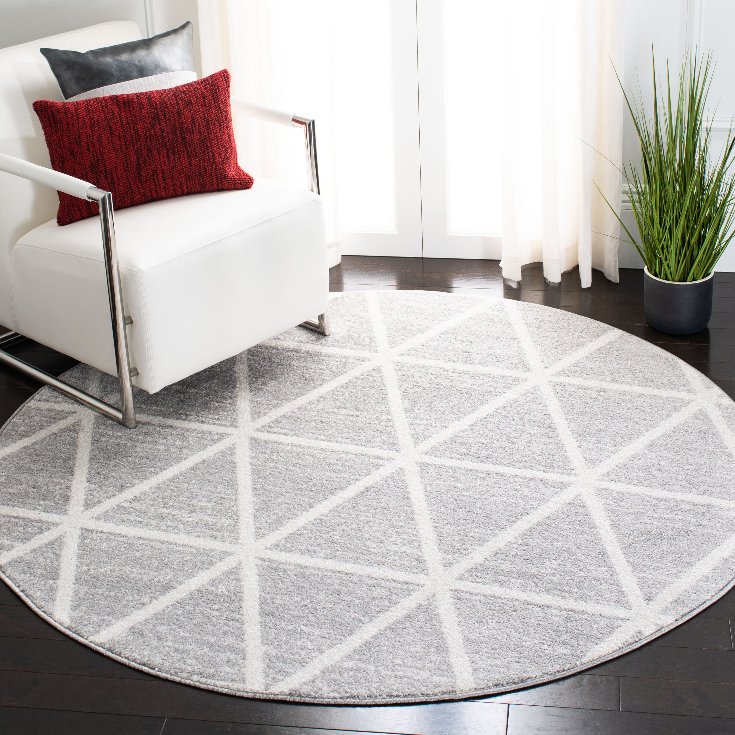 Adirondack 262F Grey/Ivory 6ft x 6ft Round Rug