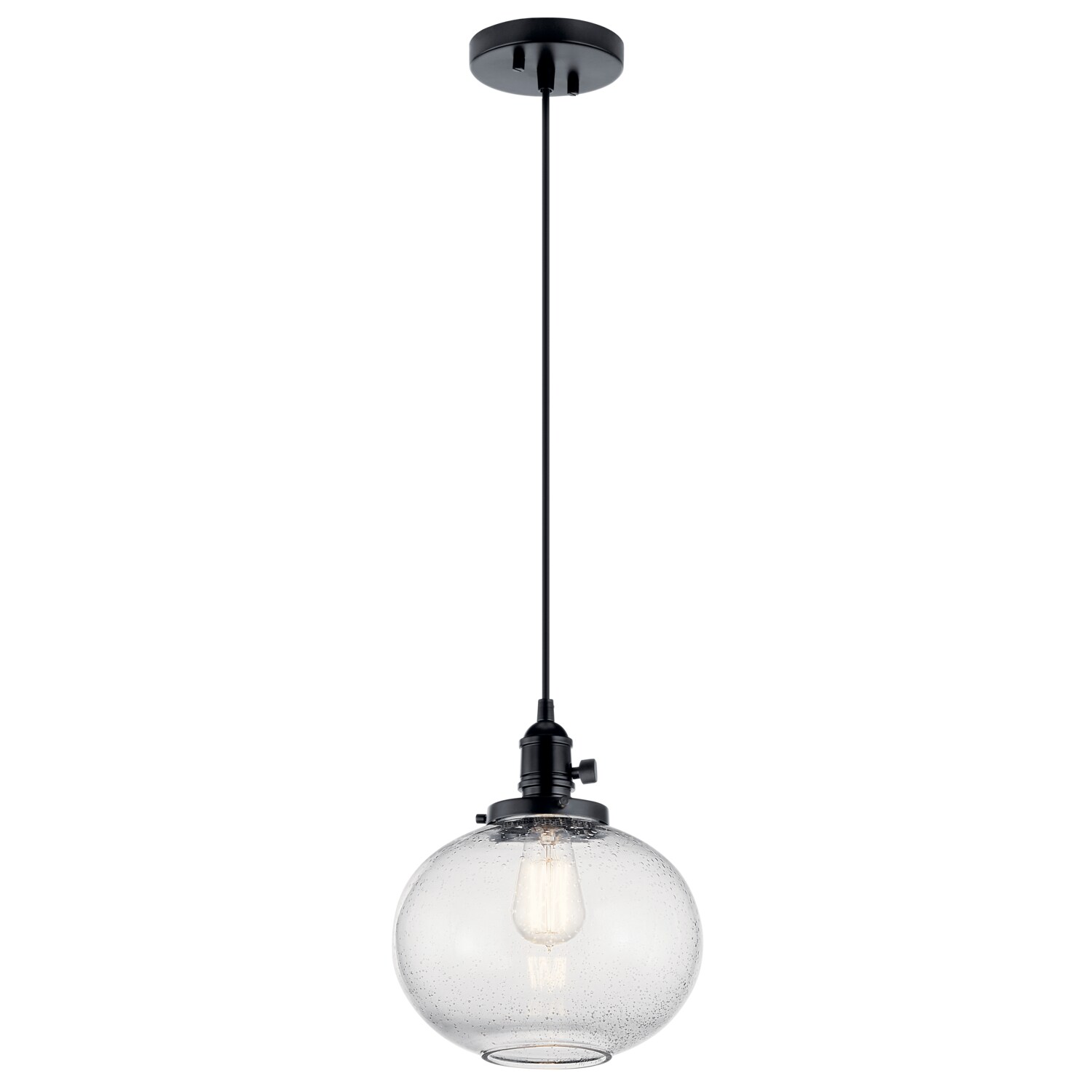 Kichler Avery Black Industrial Seeded Glass Globe Led, Mini Hanging ...