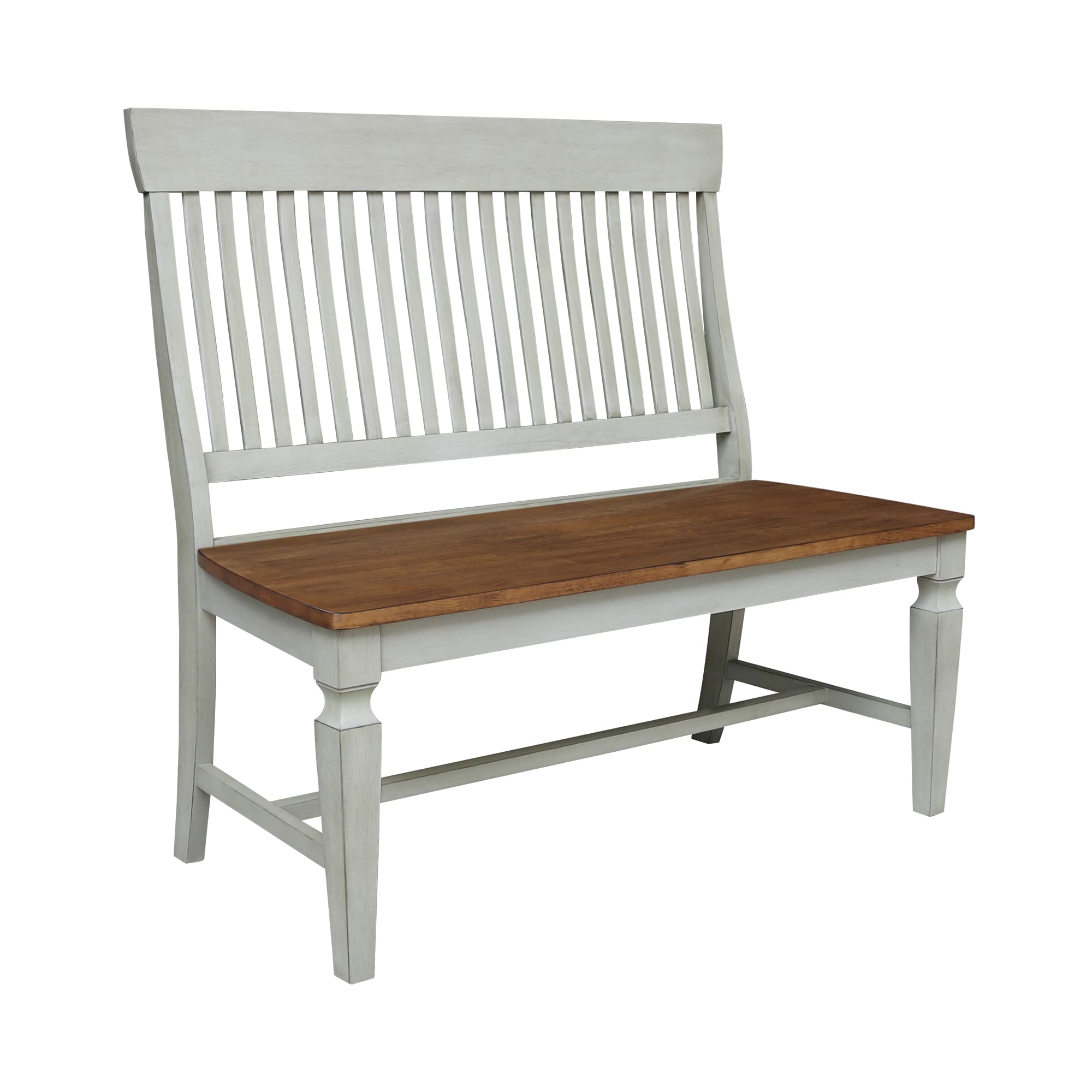 International Concepts BE41-65 Vista Casual Distressed Hickory/Stone Accent Bench 42.1-Inches x 22.6-Inches x 39.4-Inches
