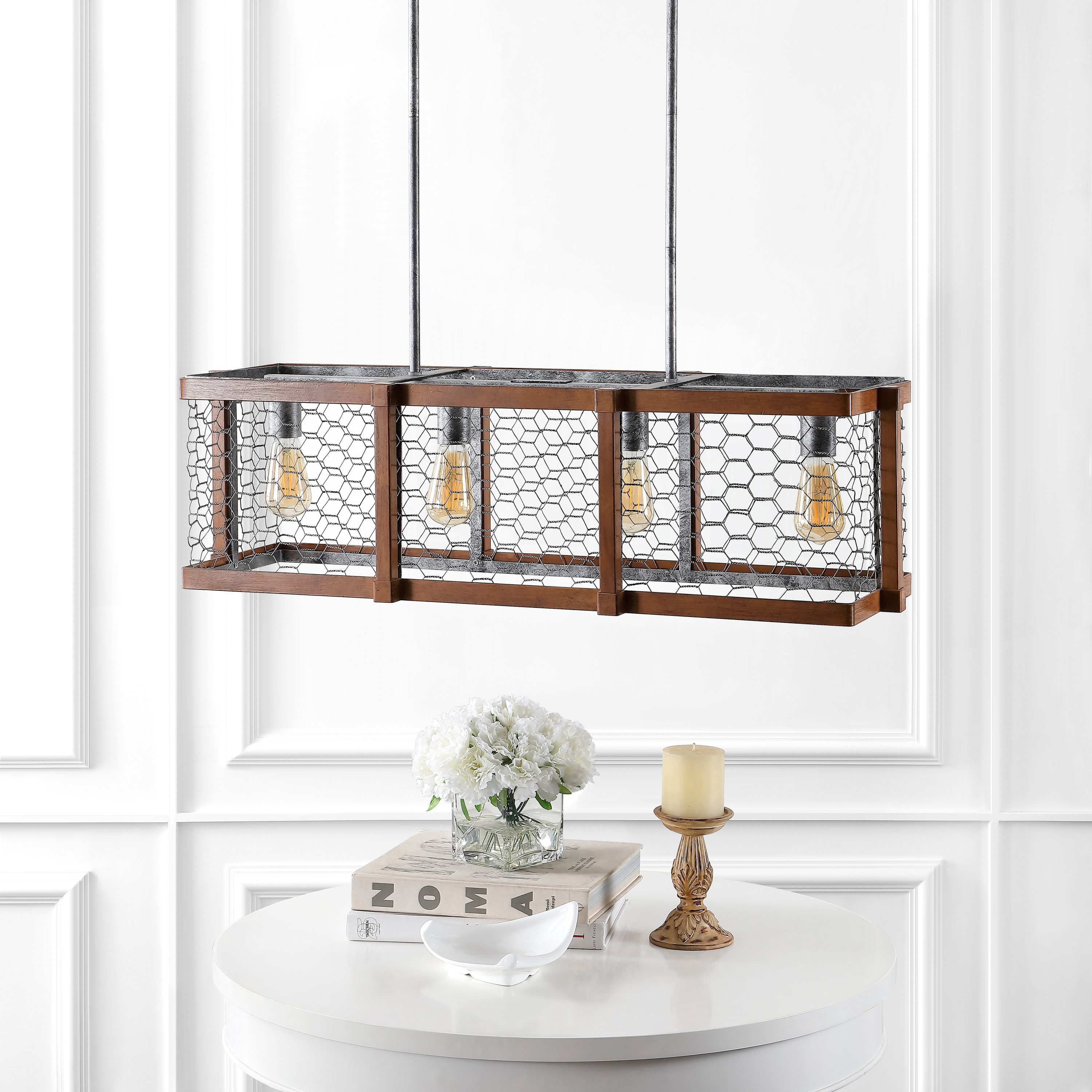 Gaines 34.5" Antique Brown Iron LED Farmhouse Pendant