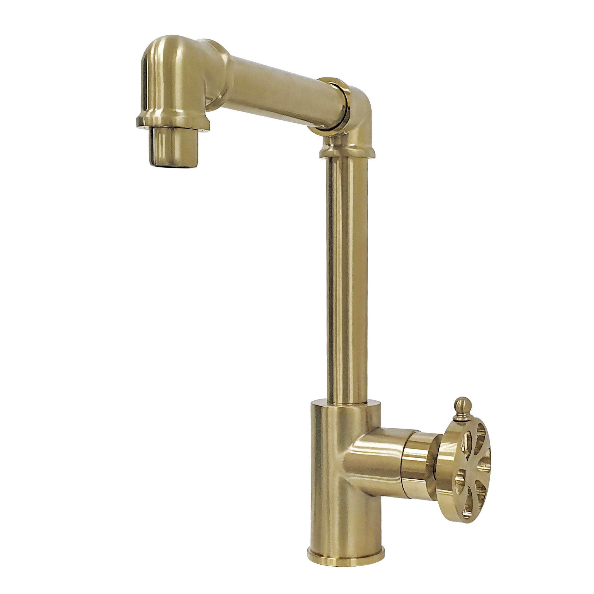 Kingston Brass WLKS144RXBB Belknap Brushed brass Single hole 1-handle High-arc Residential Handle Bathroom Sink Faucet with Drain